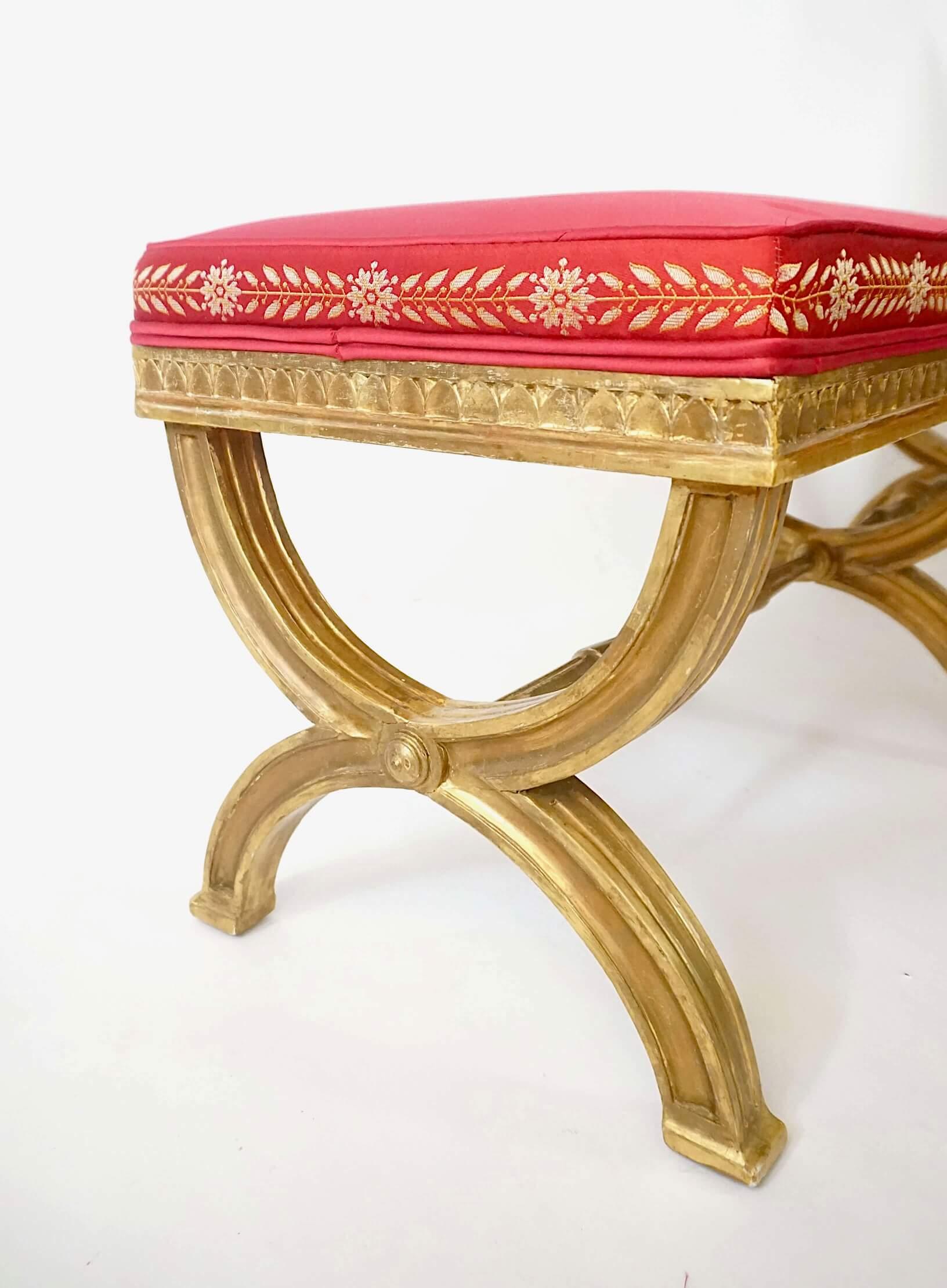 Neoclassical Swedish Gustavian Giltwood Curule Leg Long Bench, circa 1805 For Sale 2