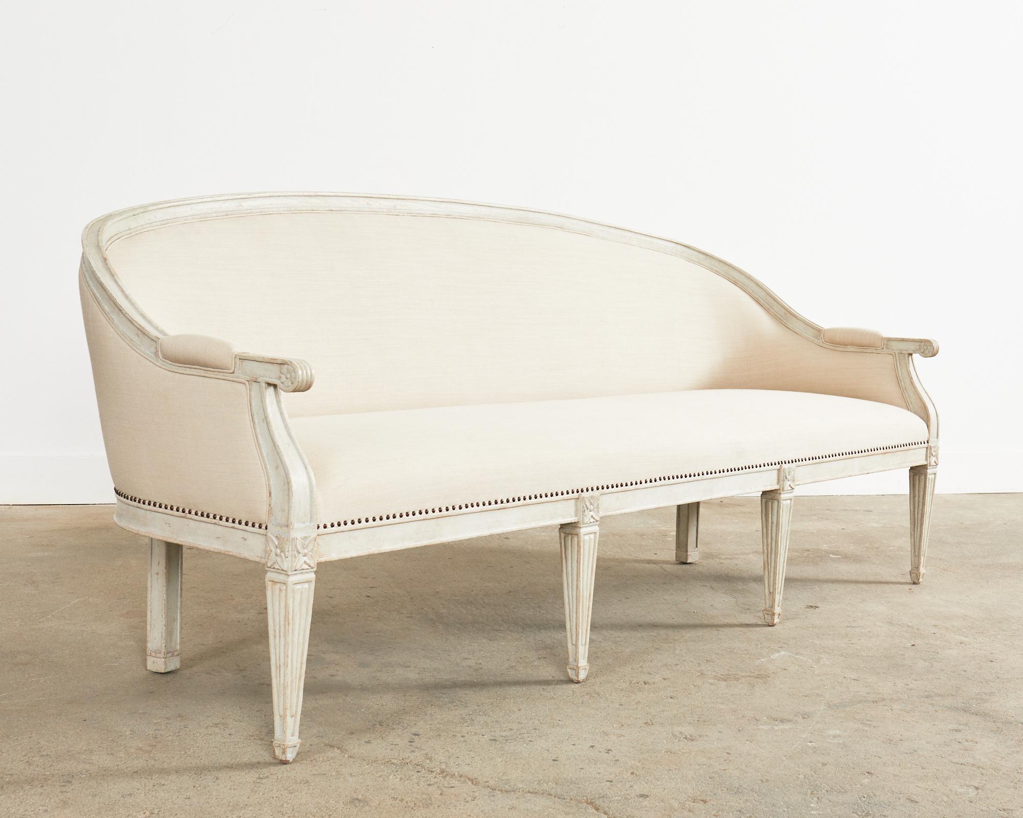 American Neoclassical Swedish Gustavian Style Lacquered Cabriole Sofa Settee For Sale