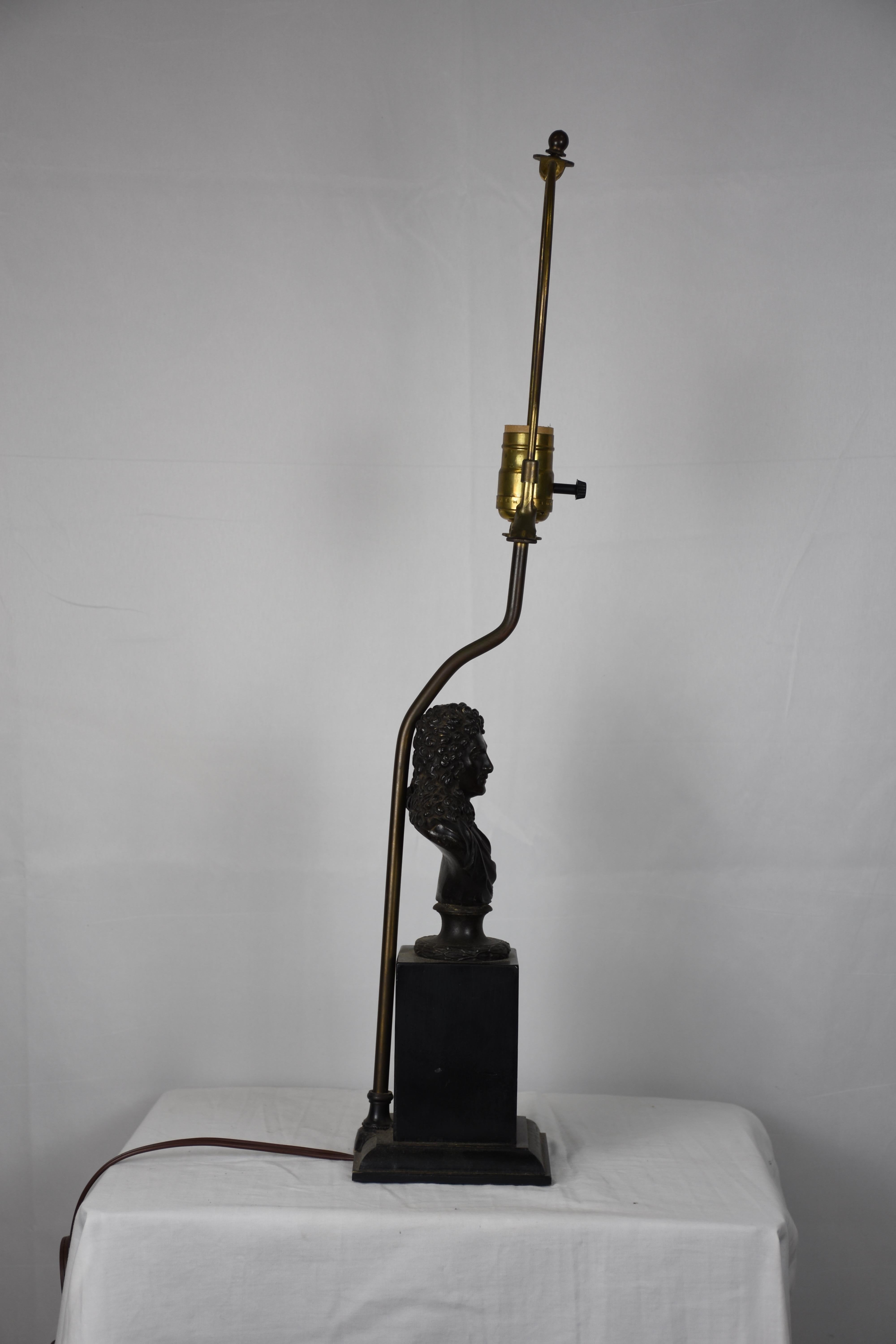 Cast Neoclassical Table Lamp Featuring a Bronze-Style Bust For Sale