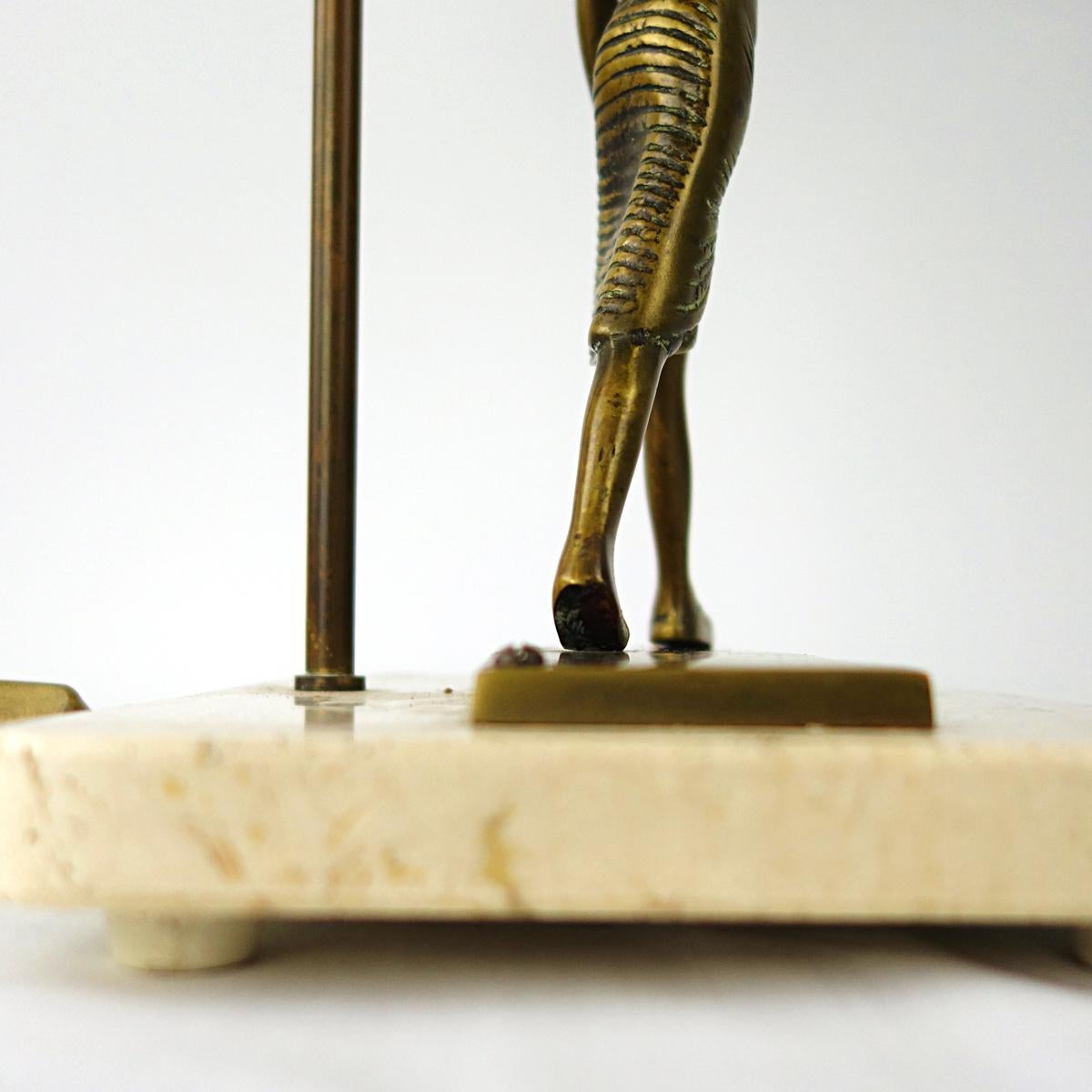 Neoclassical Table Lamp with Marble Foot and Egyptian Warrior under the Shade For Sale 3