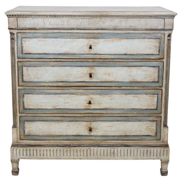 Greek Drawer Antique English Pine Painted Dresser Chest of Drawers with Greek Key ...