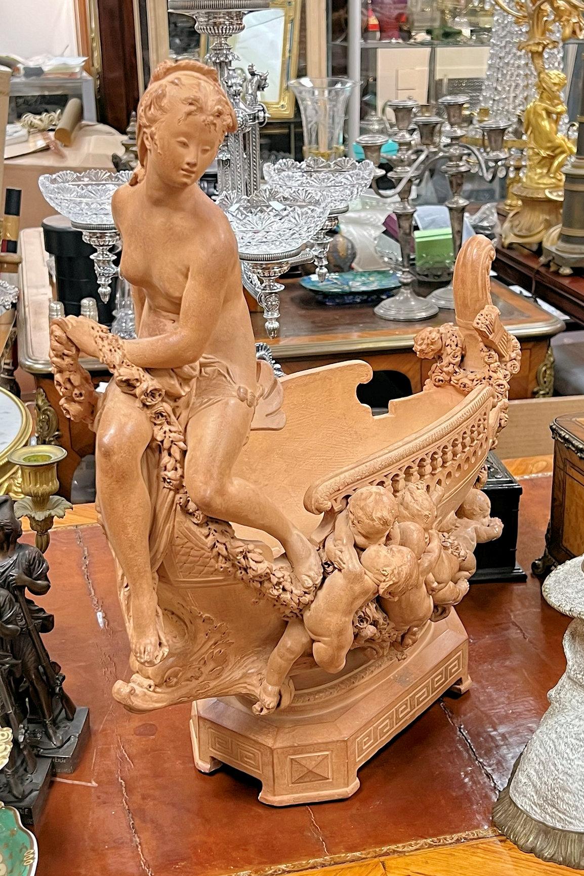 Neoclassical Terracotta Centerpiece Sculpture by Joseph Cheret For Sale 2