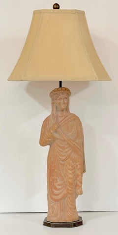 Neoclassical Terracotta Figure of Hera / Juno as a Table Lamp, Grand Tour Style