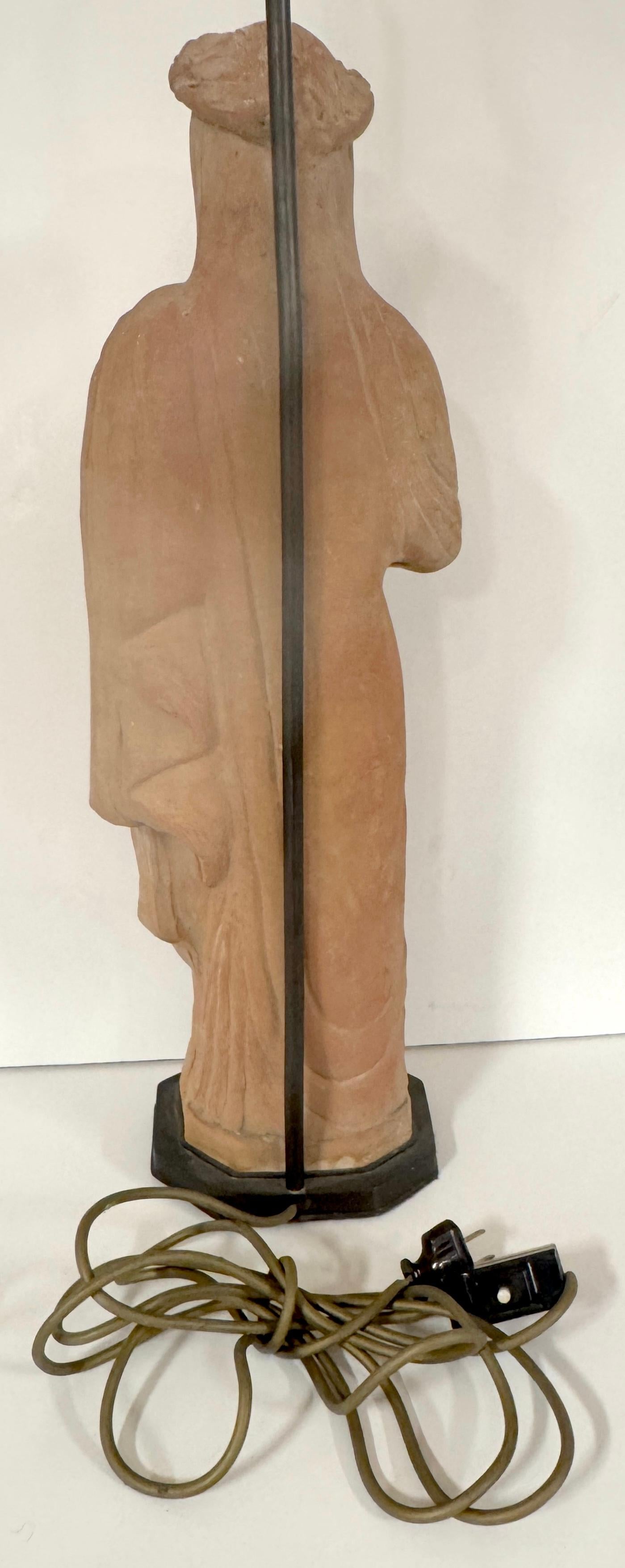 Figura neoclásica de terracota de Hera / Juno como lámpara de mesa, estilo Grand Tour Metal en venta