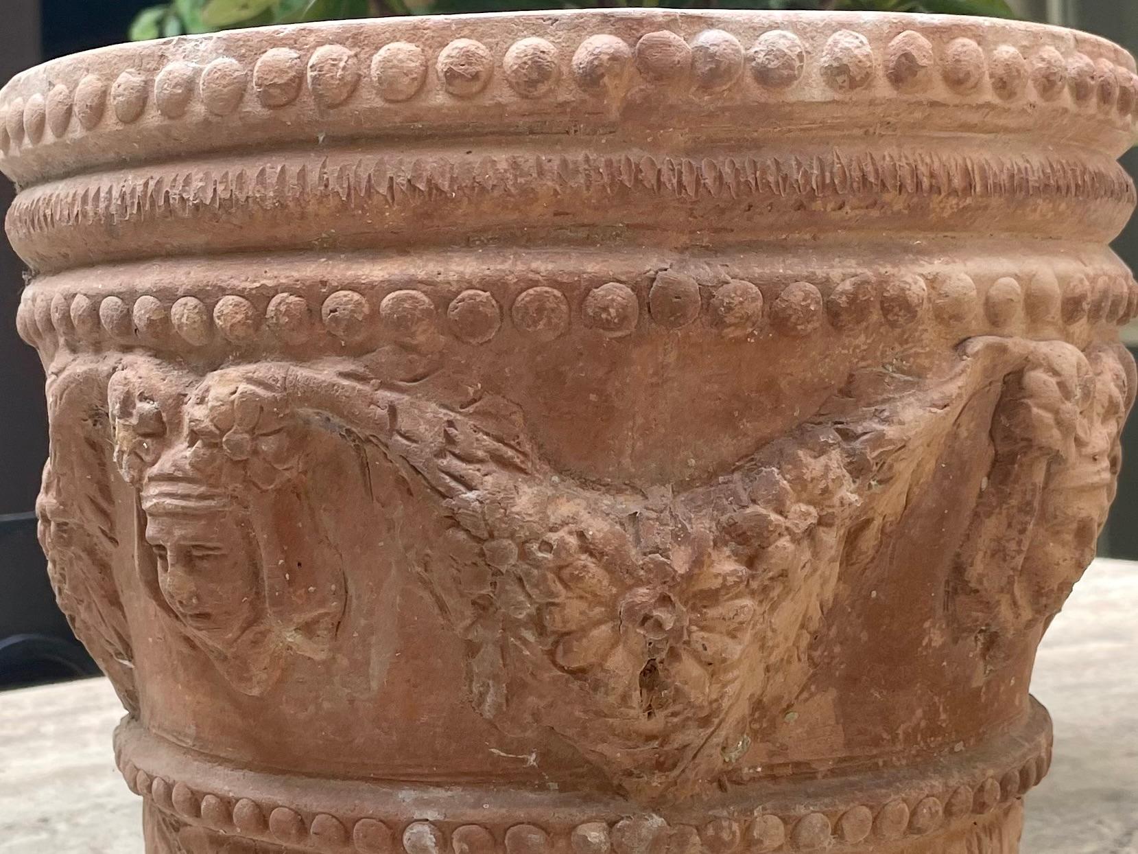 Hand-Crafted Neoclassical Terracotta Planter For Sale