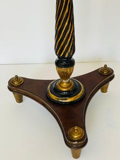 Neoclassical Revival  Round Pedestal Walnut Side Table with Inlay