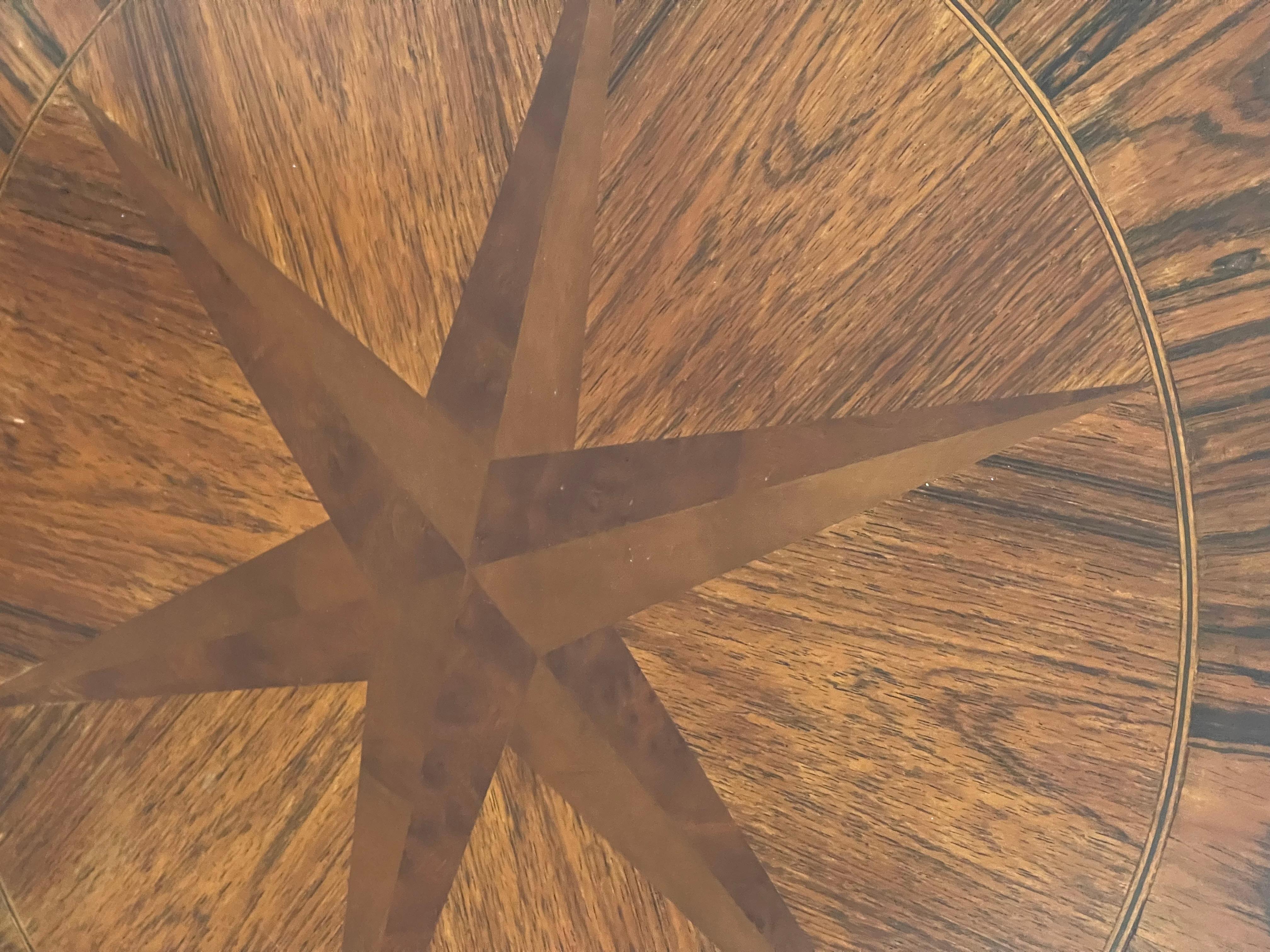 Neoclassical Tevival Round Pedestal Walnut Side Table with Inlay For Sale 2