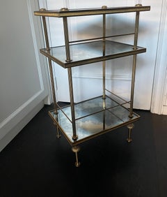 Neoclassical Three-tiers Bar Cart Attributed to Maison Charles, France 1960.