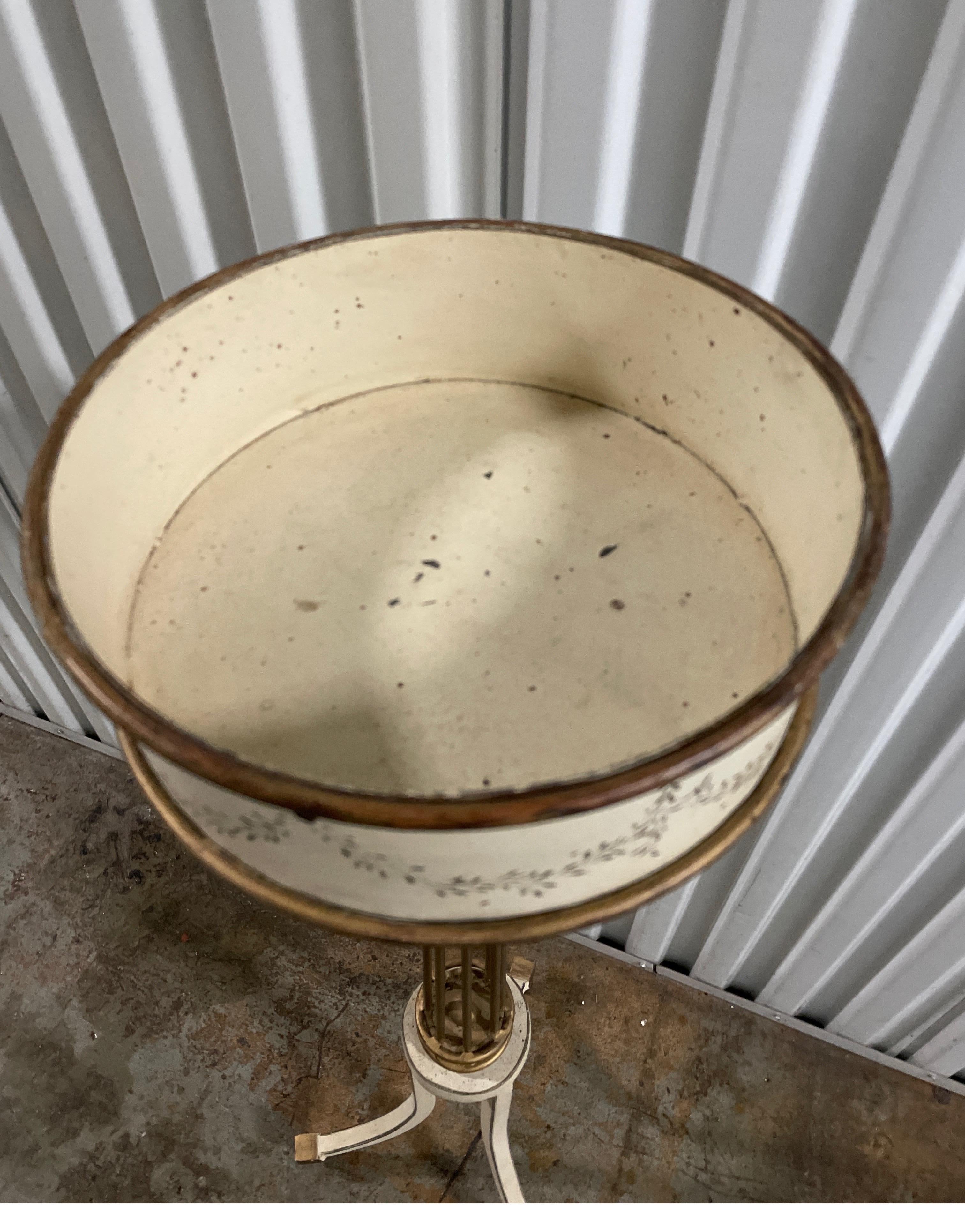 20th Century Neoclassical Tole Painted Plant Stand For Sale