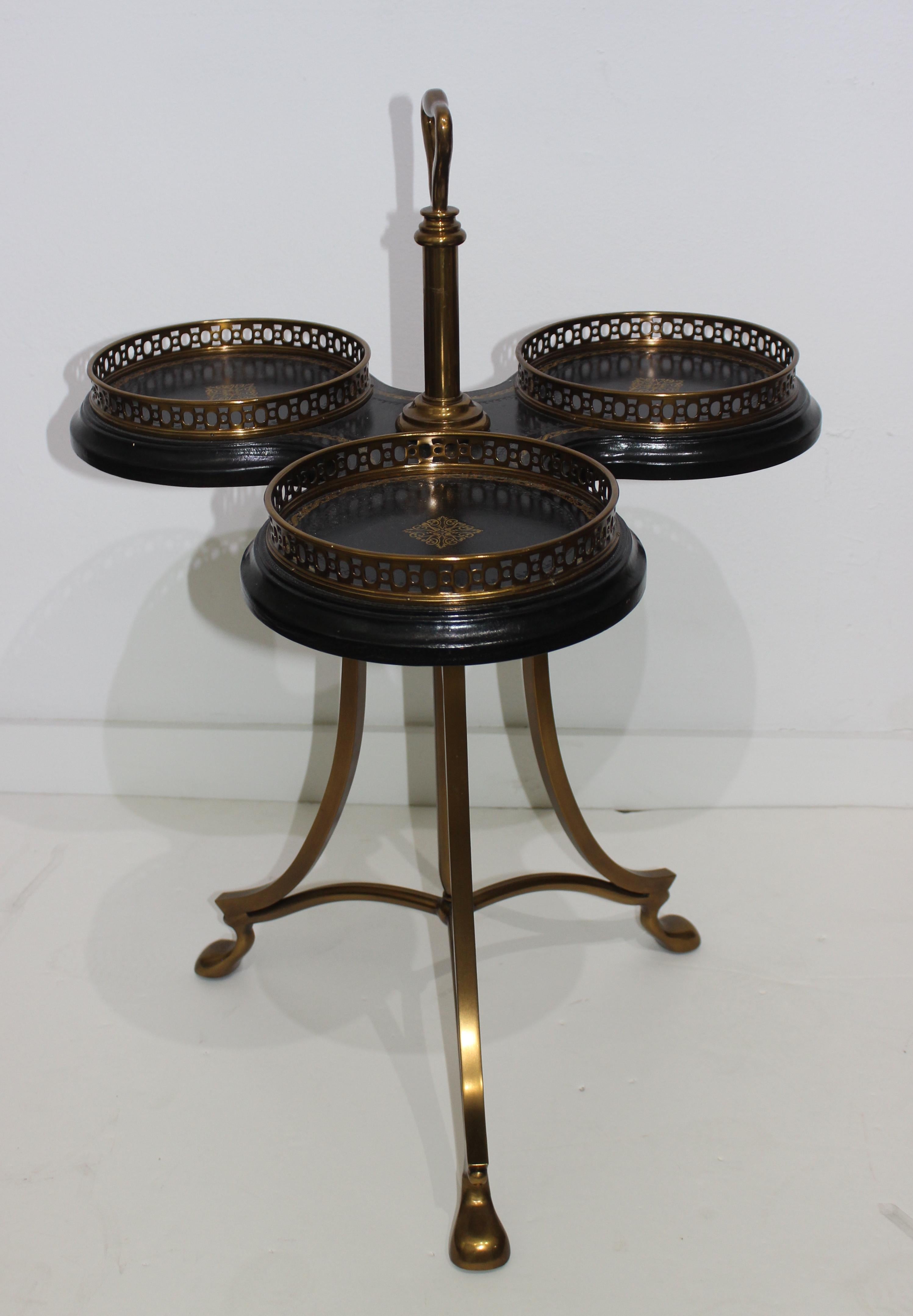 Bronze Neoclassical Trefoil Table by La Barge