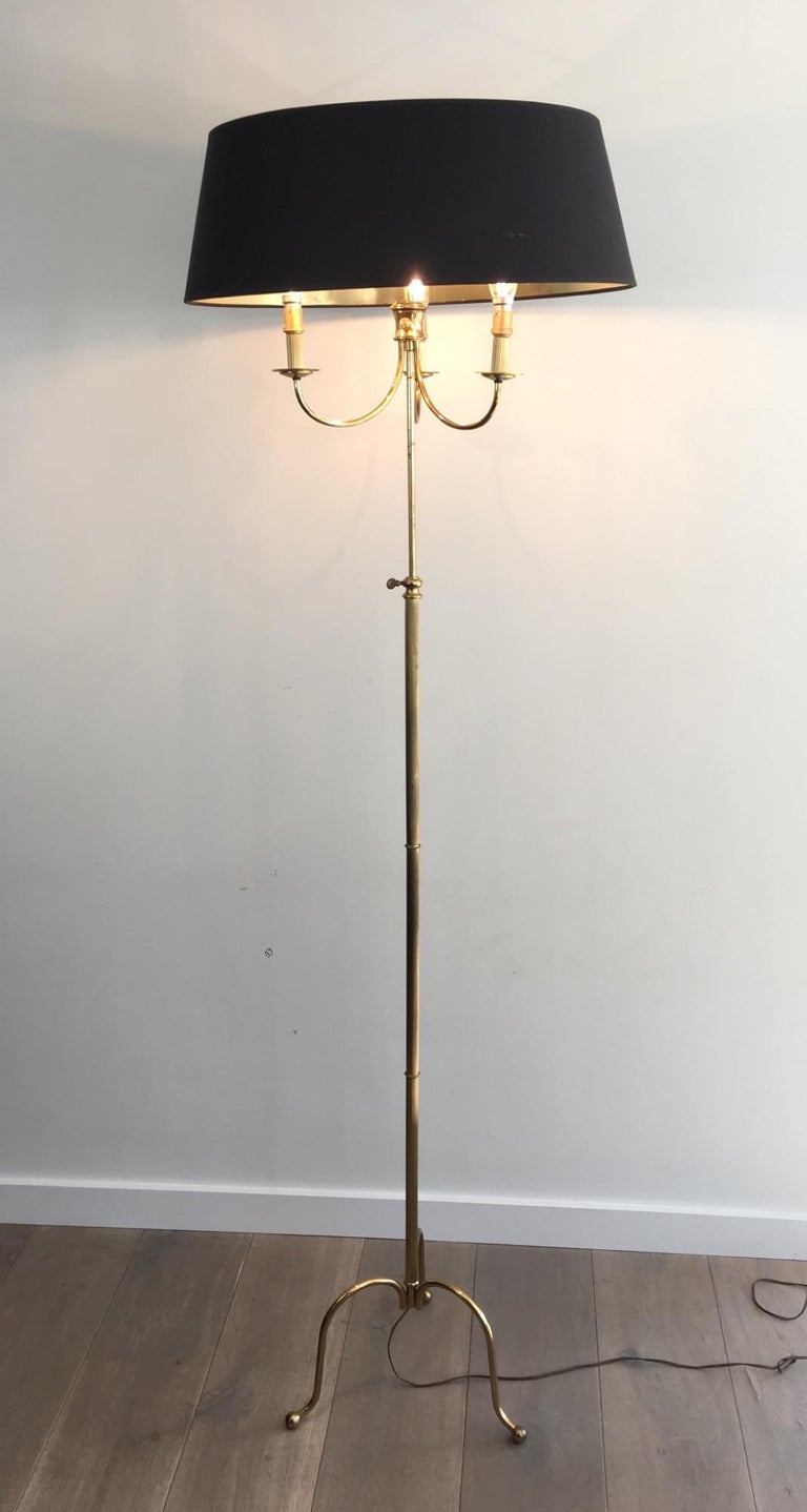 Neoclassical Tripode Brass Floor Lamp  For Sale 7