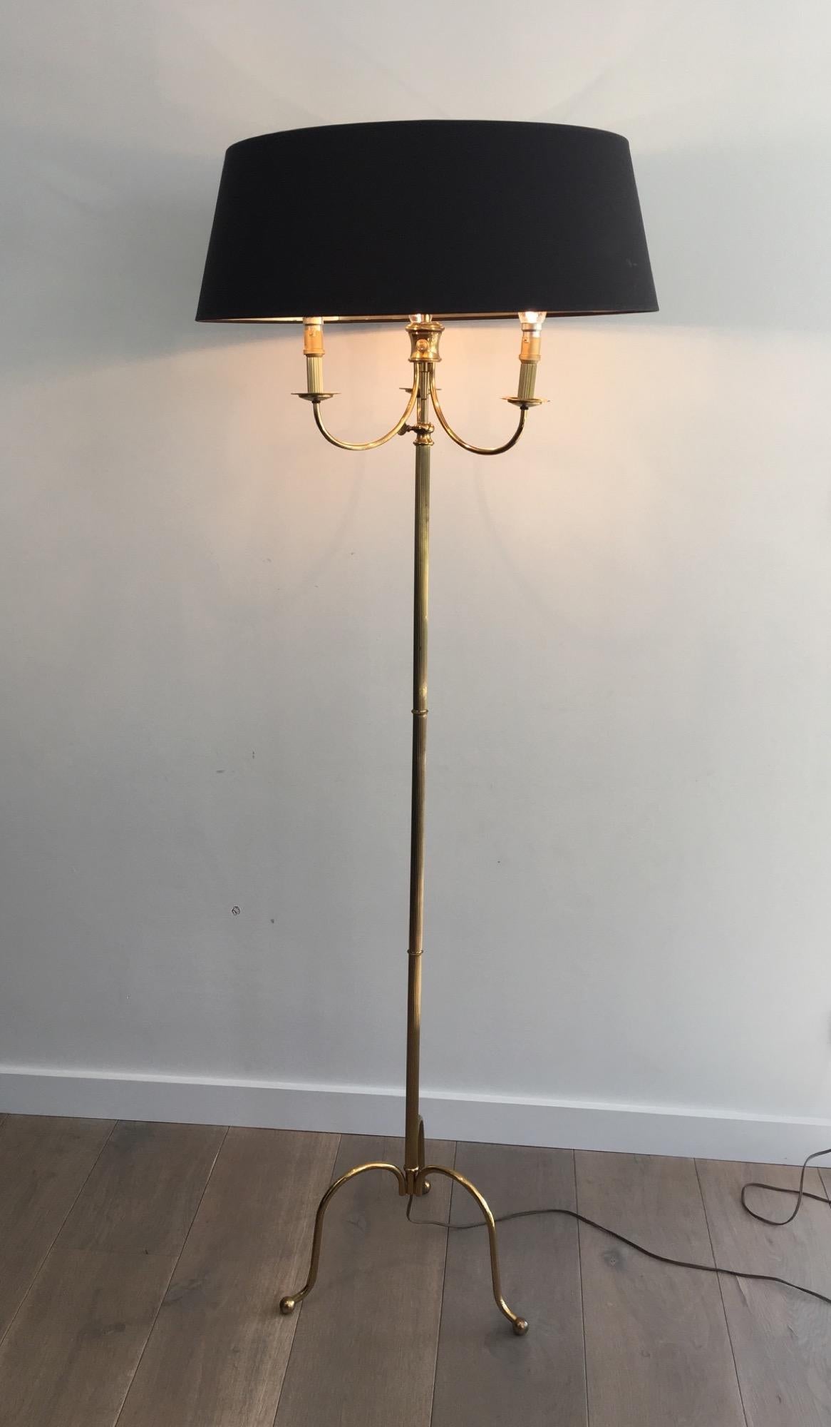 Neoclassical Tripode Brass Floor Lamp 8