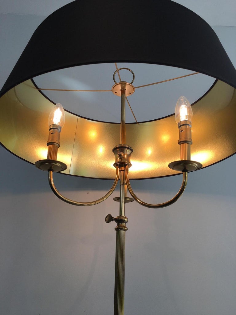 French Neoclassical Tripode Brass Floor Lamp  For Sale