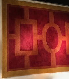 Neoclassical Tuffted Wool Rug Signed Olivier Gagnère, France, 1990