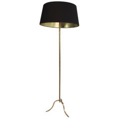 Neoclassical Twisted Brass Floor Lamp, circa 1960