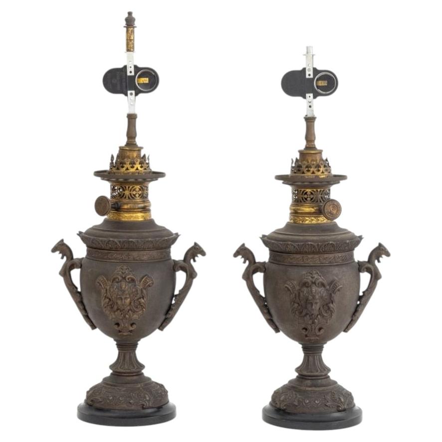 Neoclassical Two Handle Urn Forn Sonnenbrenner Table Lamps, Pair For Sale