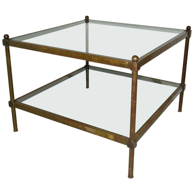 Neoclassical Two-Tier Brass and Glass Coffee Table For Sale at 1stDibs ...