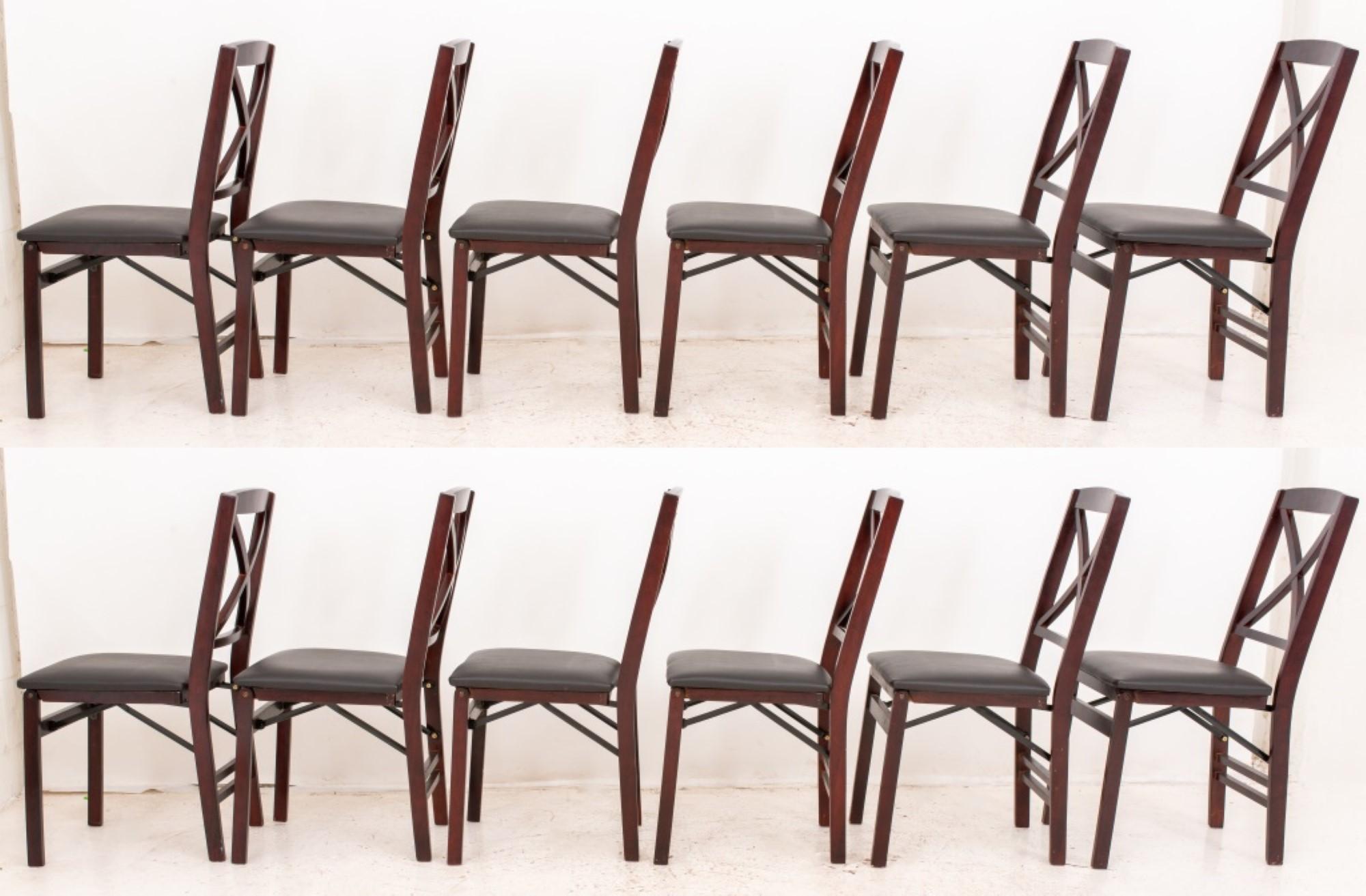 Neoclassical Upholstered Mahogany Folding Chair 12 In Good Condition For Sale In New York, NY