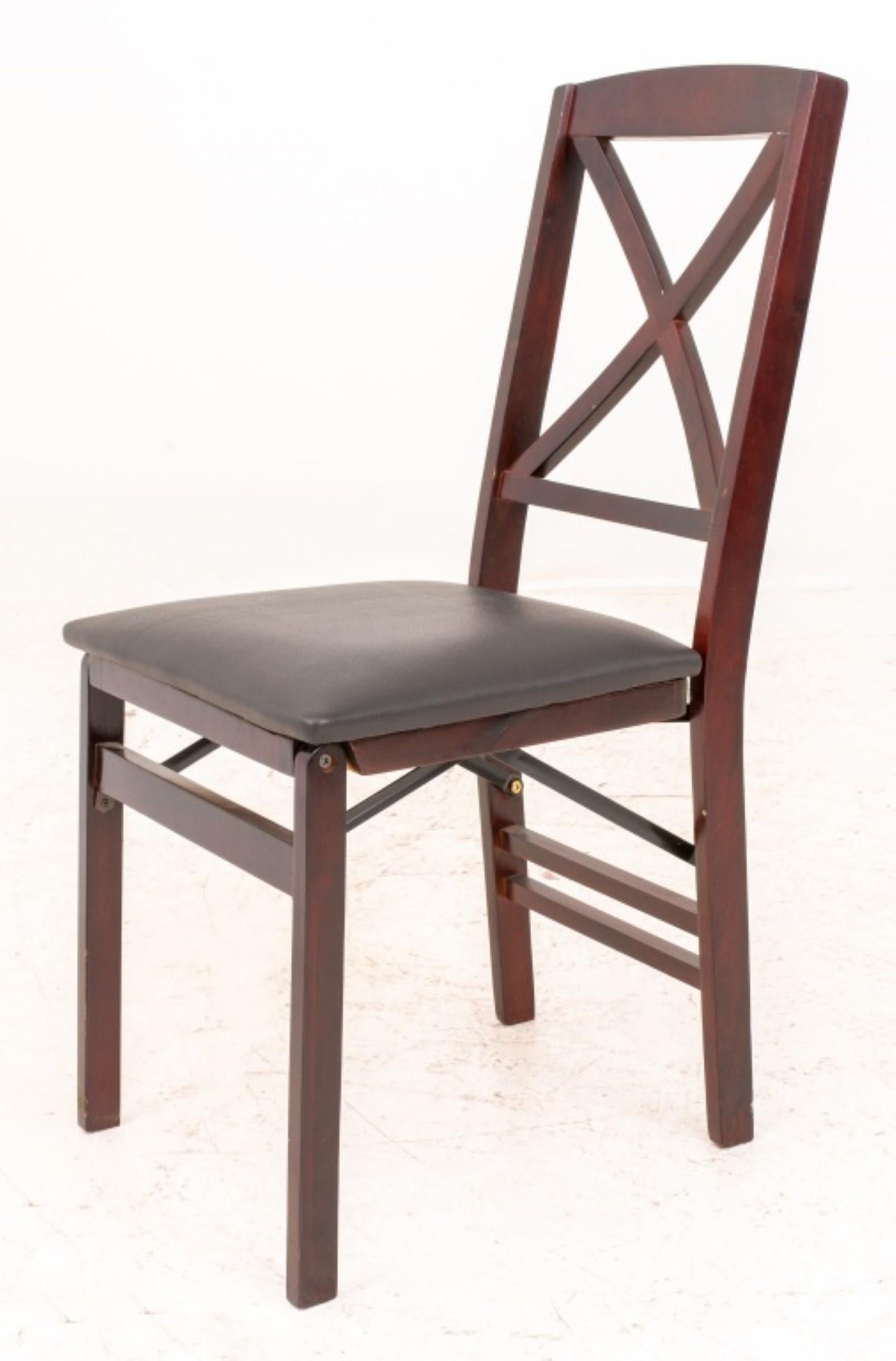Upholstery Neoclassical Upholstered Mahogany Folding Chair 12 For Sale