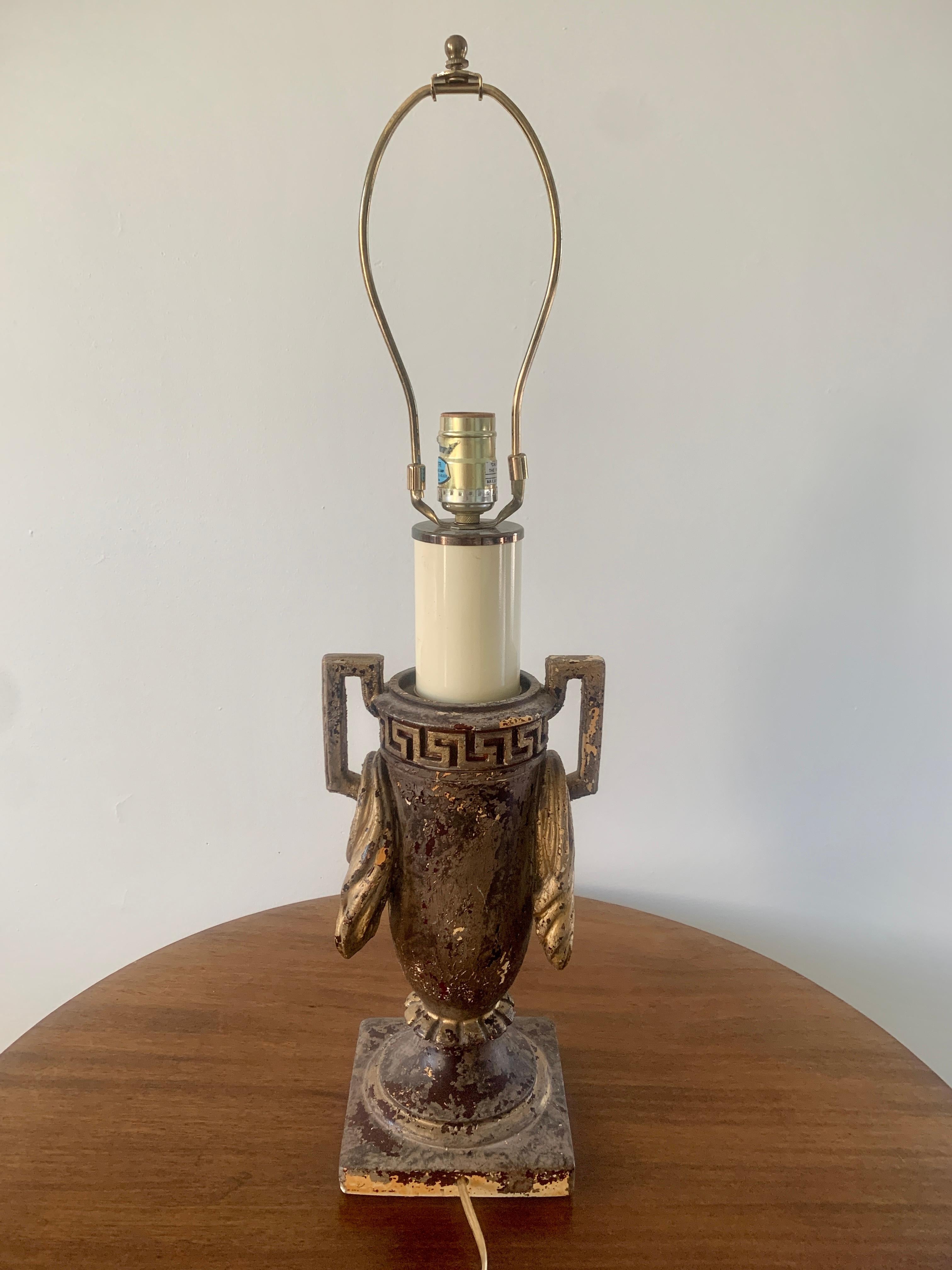 Neoclassical Urn Form Greek Key Table Lamp For Sale 5