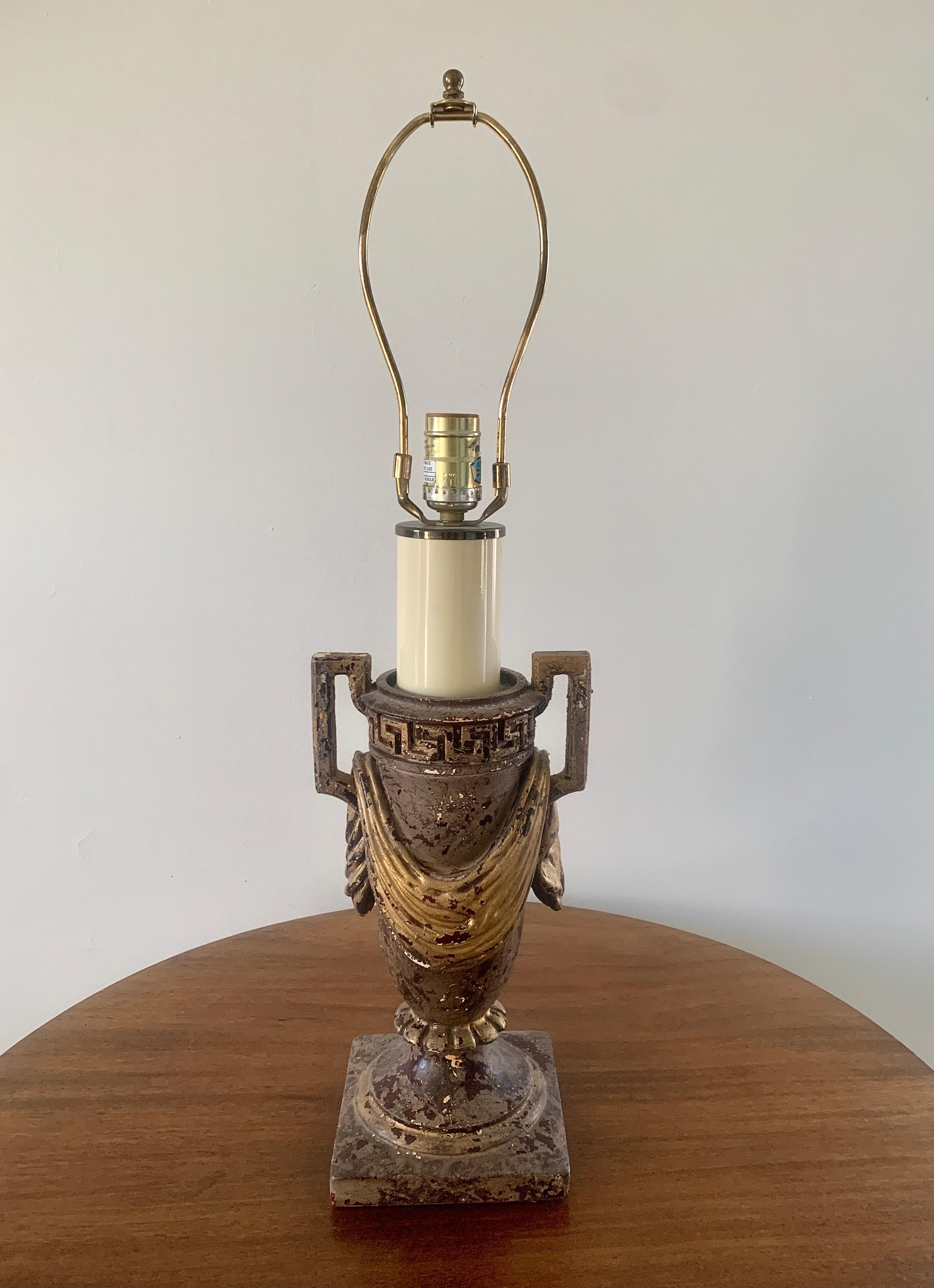 Neoclassical Urn Form Greek Key Table Lamp For Sale 8