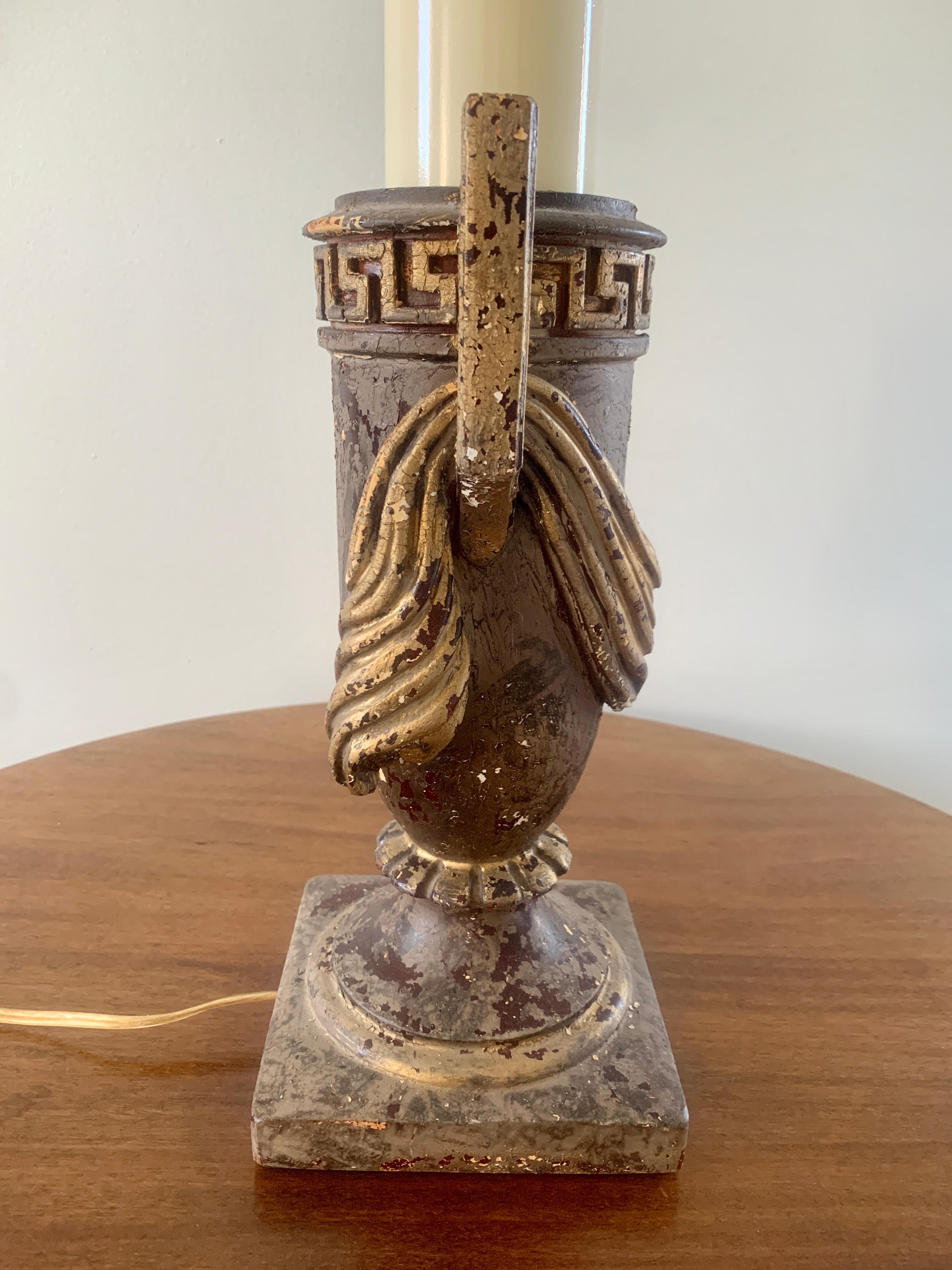 Neoclassical Urn Form Greek Key Table Lamp For Sale 4