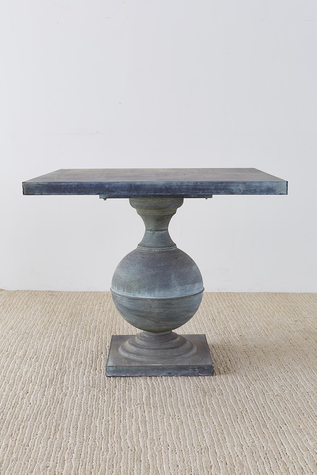 Hand-Crafted Neoclassical Urn Zinc Pedestal Dining or Centre Table
