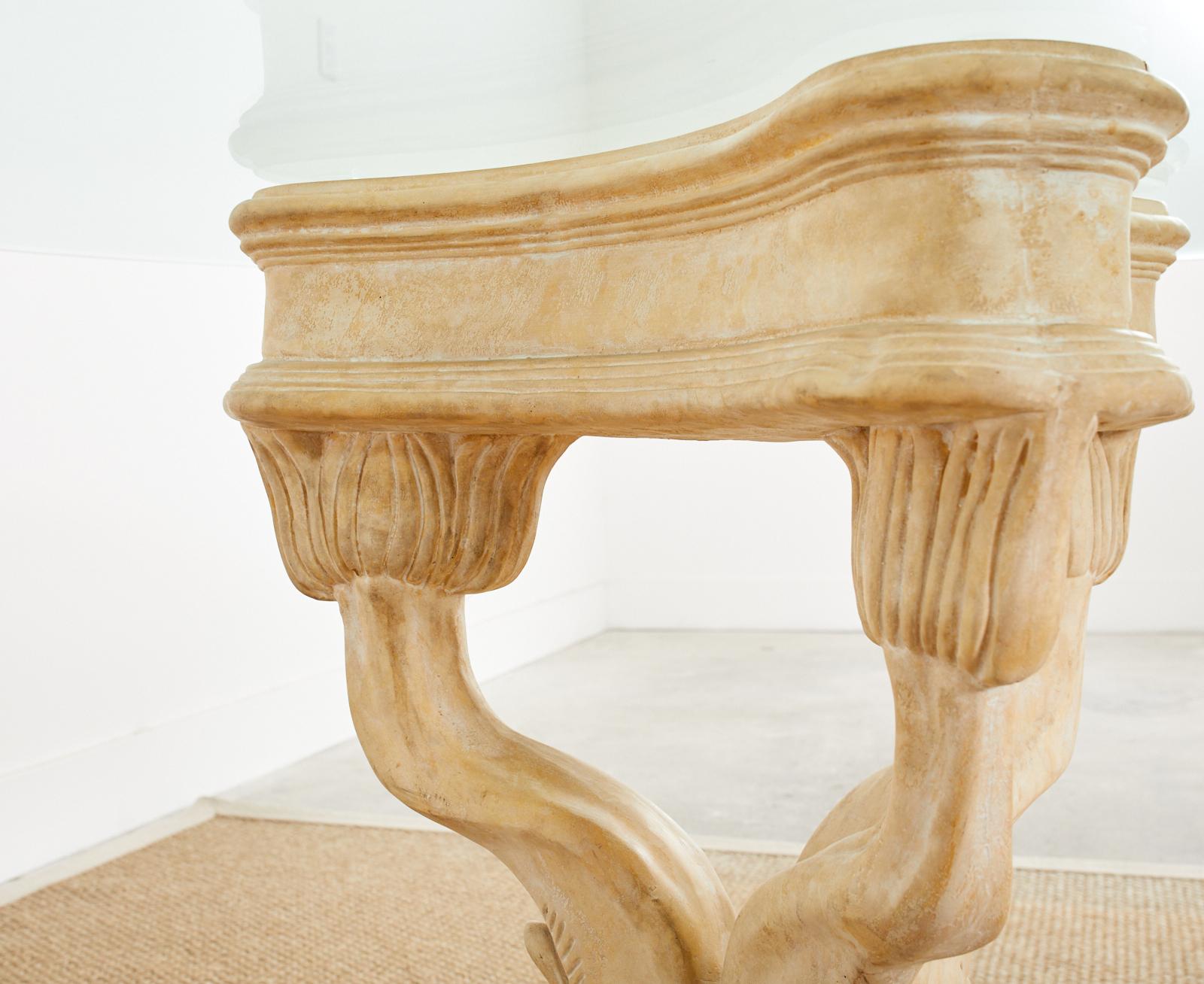 Neoclassical Venetian Grotto Style Dolphin Center Table For Sale 2