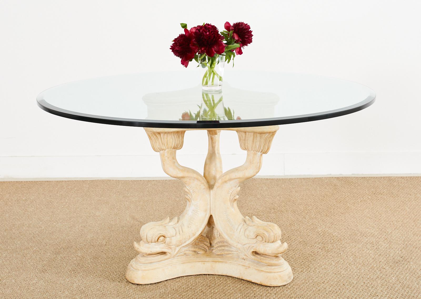 Neoclassical Venetian Grotto Style Dolphin Center Table For Sale 3