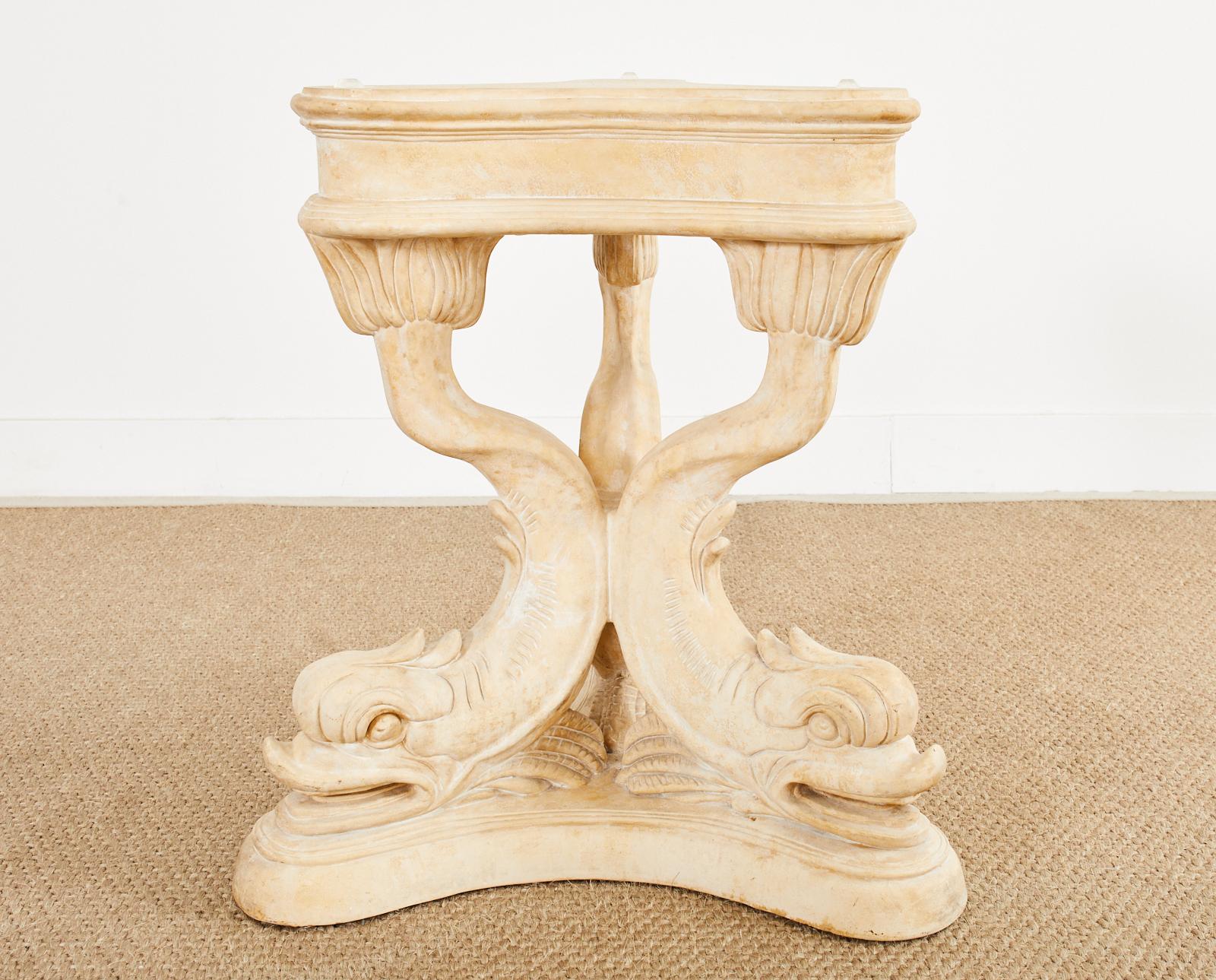 Neoclassical Venetian Grotto Style Dolphin Center Table For Sale 4