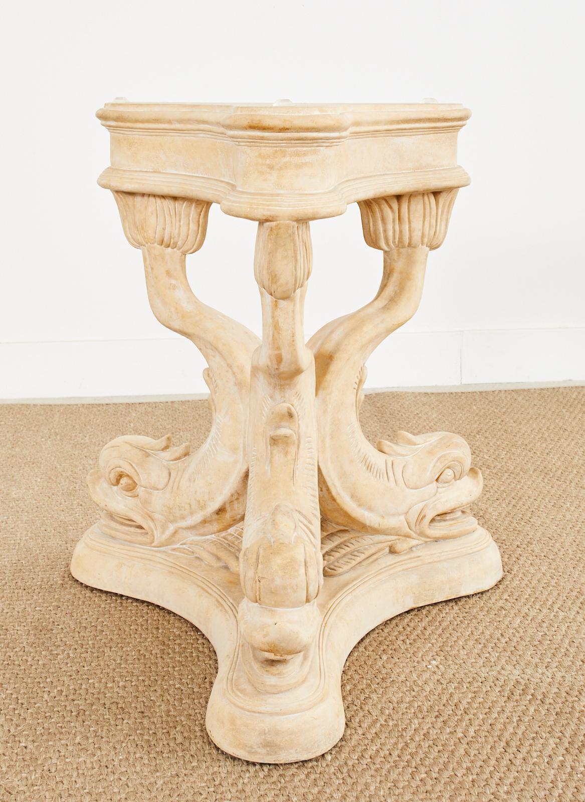 Neoclassical Venetian Grotto Style Dolphin Center Table For Sale 5