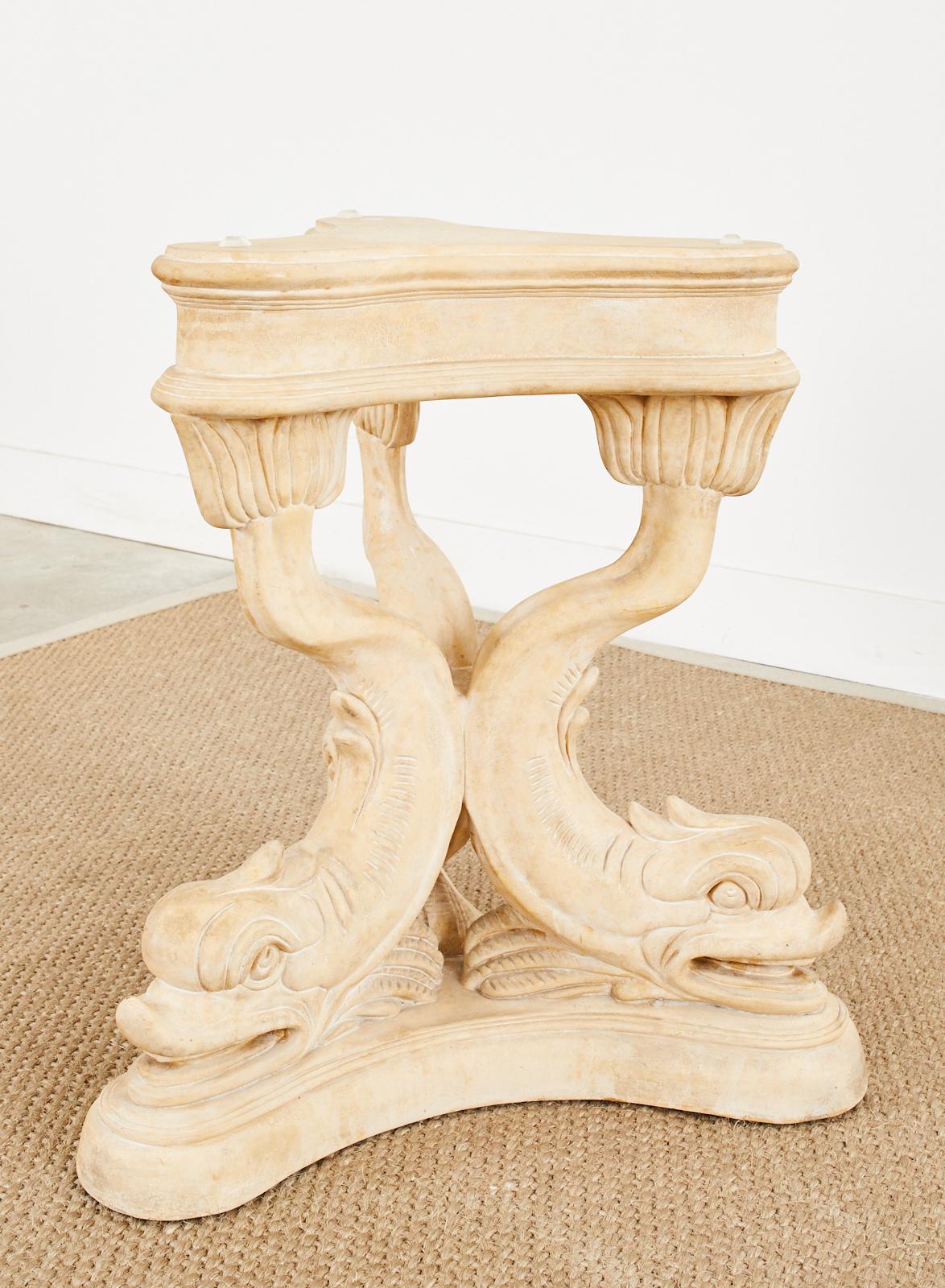 Neoclassical Venetian Grotto Style Dolphin Center Table For Sale 6