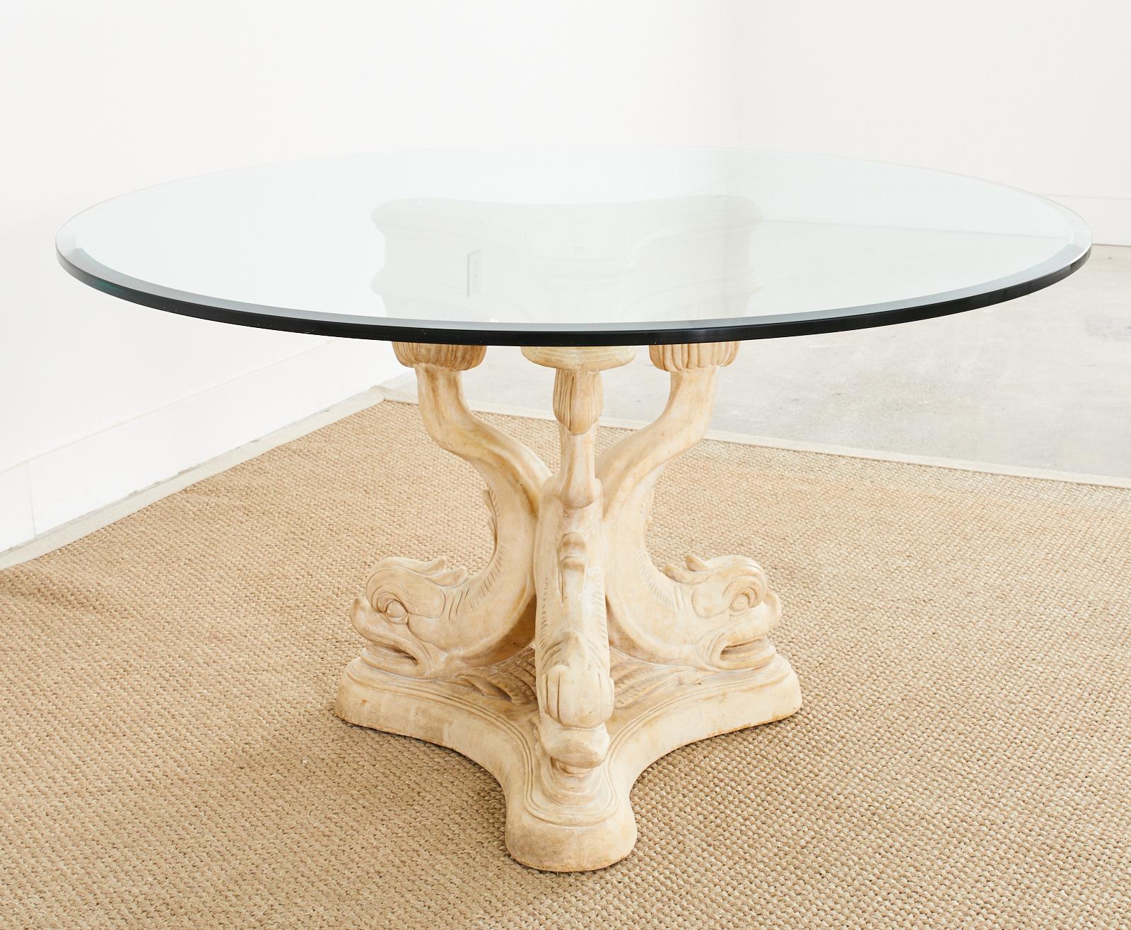 Neoclassical Venetian Grotto Style Dolphin Center Table In Good Condition For Sale In Rio Vista, CA