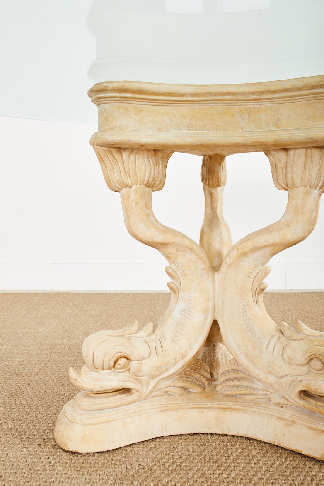 20th Century Neoclassical Venetian Grotto Style Dolphin Center Table For Sale