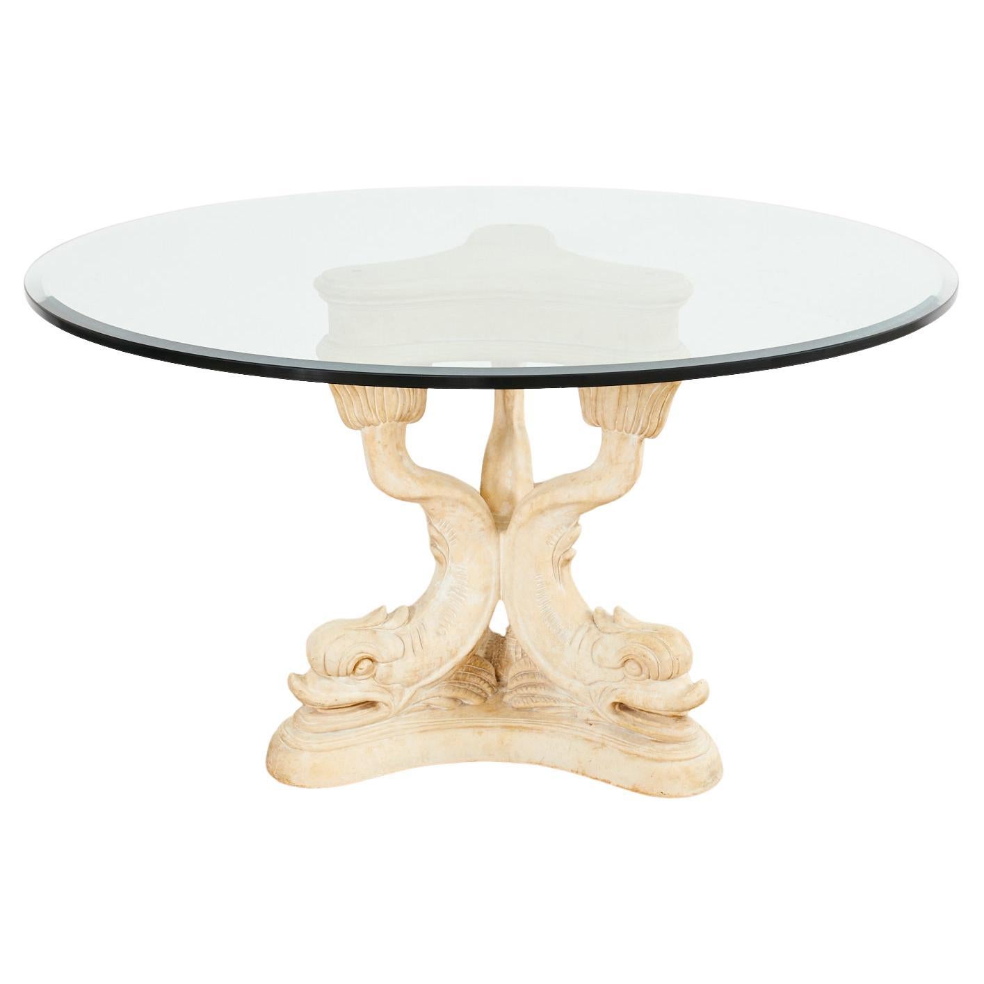 Neoclassical Venetian Grotto Style Dolphin Center Table