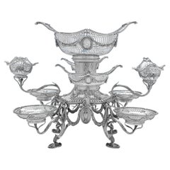 Neoclassical Victorian Antique Sterling Silver Centrepiece or Epergne, 1892