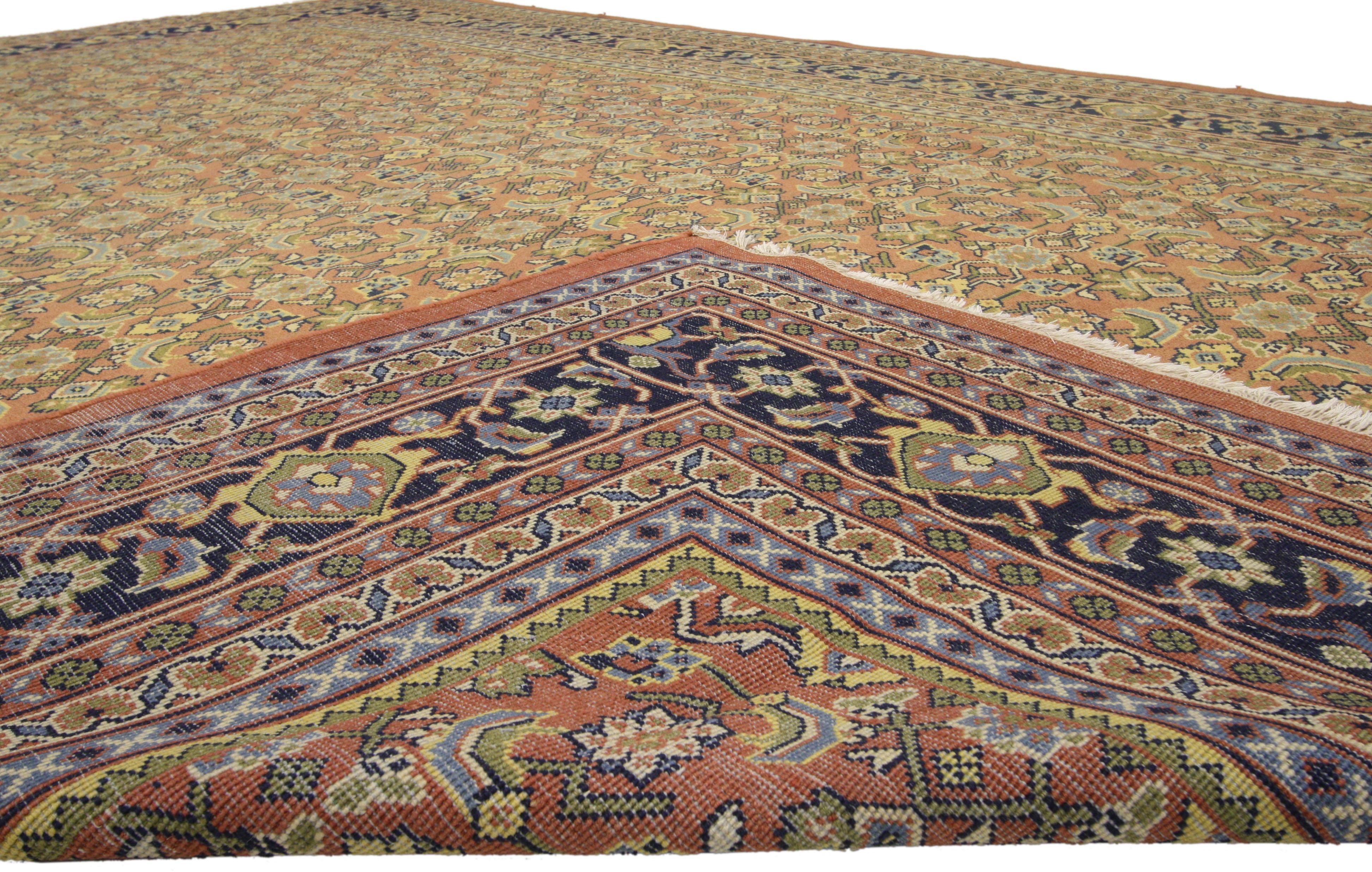 Hand-Knotted Vintage Persian Mahal Area Rug with Arts & Crafts Style For Sale