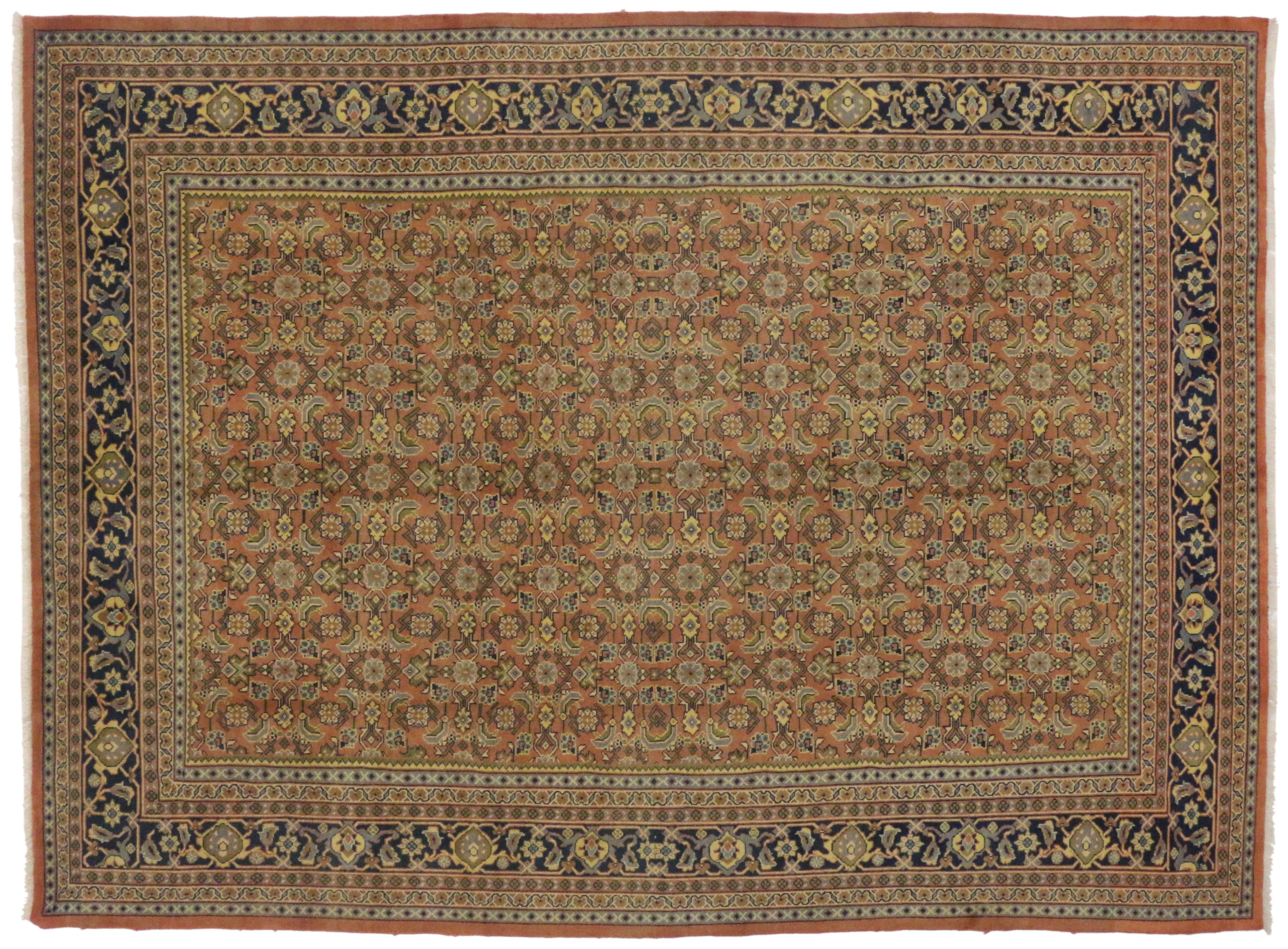 Annodato a mano Tappeto persiano d'epoca Mahal con stile Arts & Crafts in vendita
