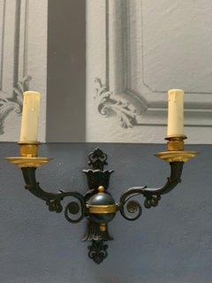 Neoclassical Wall Empire Lights Patinated Bronze Gilded Sconces Ormolu Appliques
