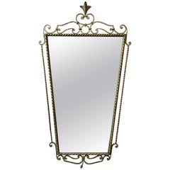 Neoclassical Wall Mirror in Gilt Wrought Iron, France, 1950