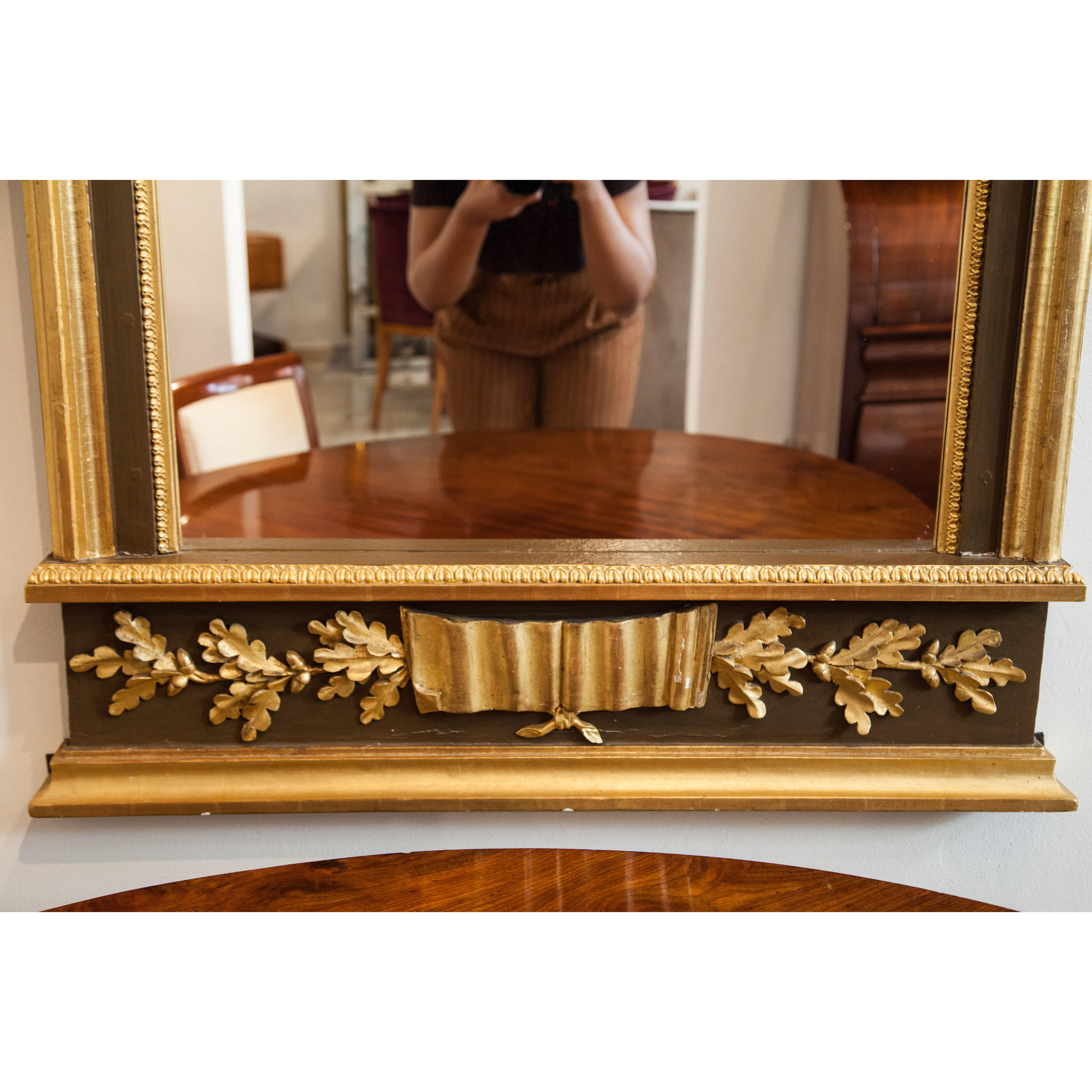 Neoclassical Wall Mirror with Gilt Lyre Ornament, France, circa 1800 In Good Condition For Sale In Greding, DE