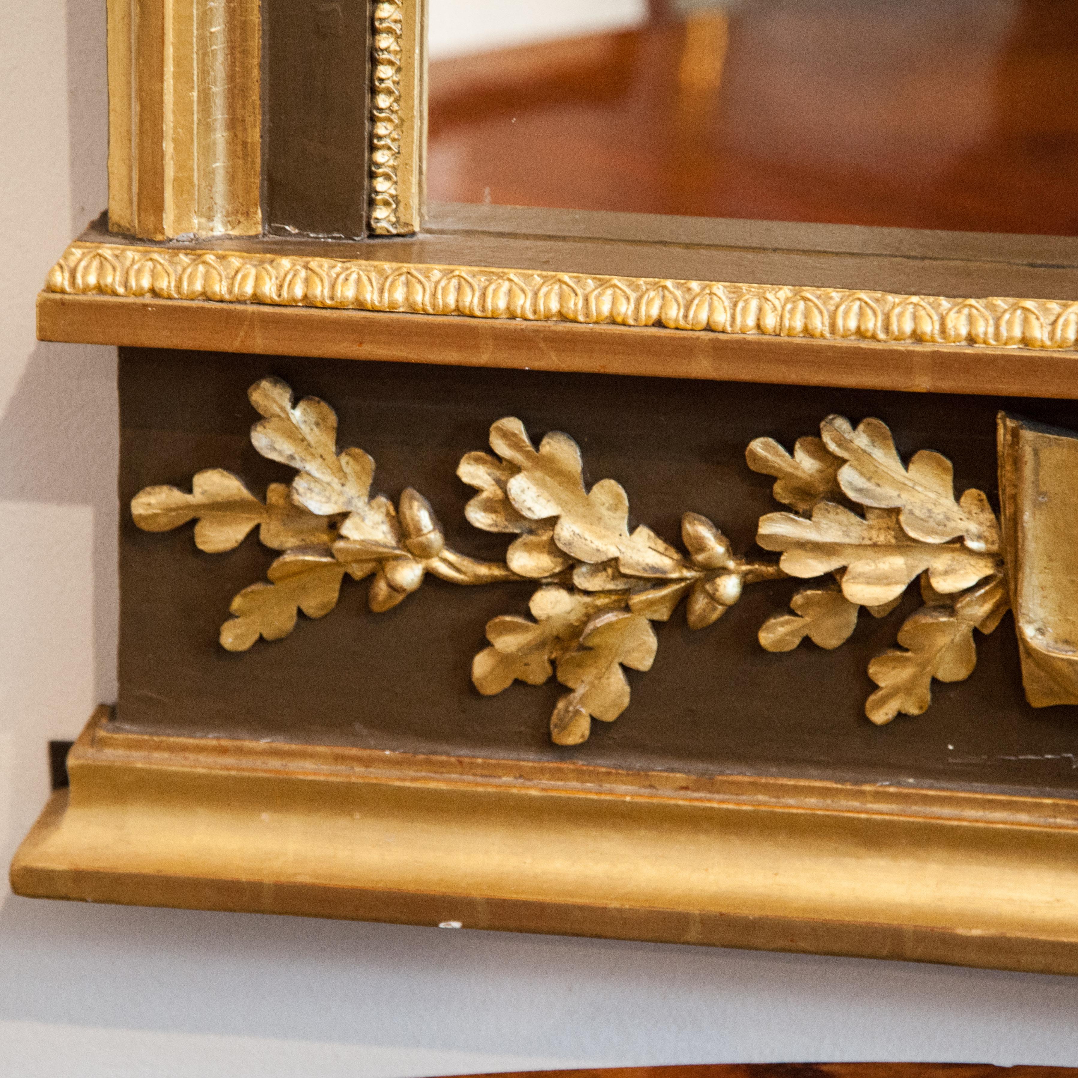 Early 19th Century Neoclassical Wall Mirror with Gilt Lyre Ornament, France, circa 1800 For Sale