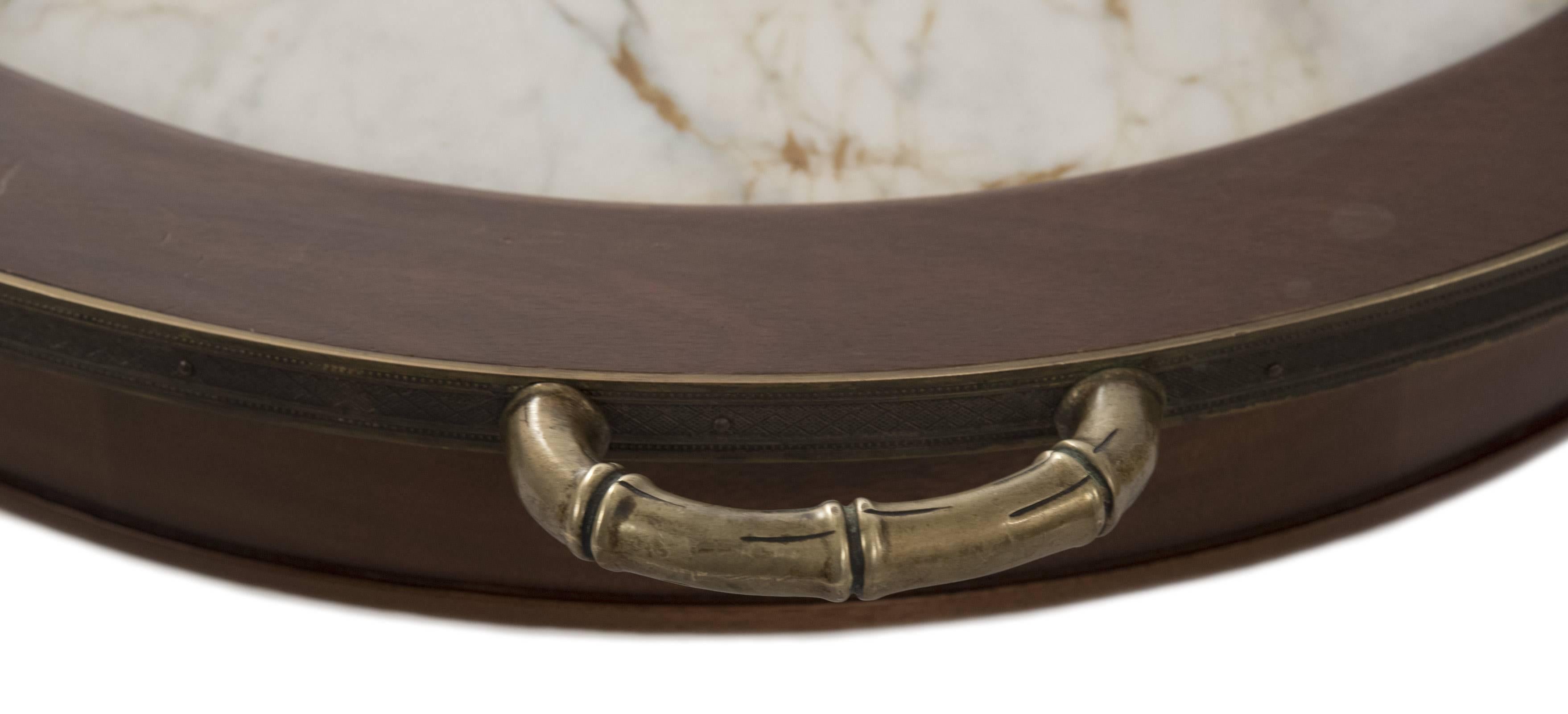 19th Century Neoclassical Walnut and Marble Inset Coffee Table