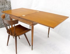 Neoclassical Walnut Gold Gilt Trim Leather Flip Top Game Dining Table Brass