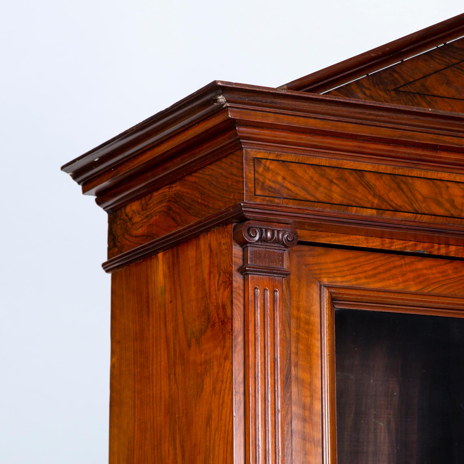 Neoclassical Walnut Two-Door Bookcase 1