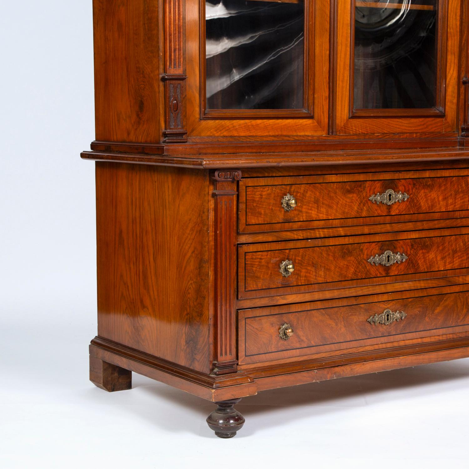 Neoclassical Walnut Two-Door Bookcase 3