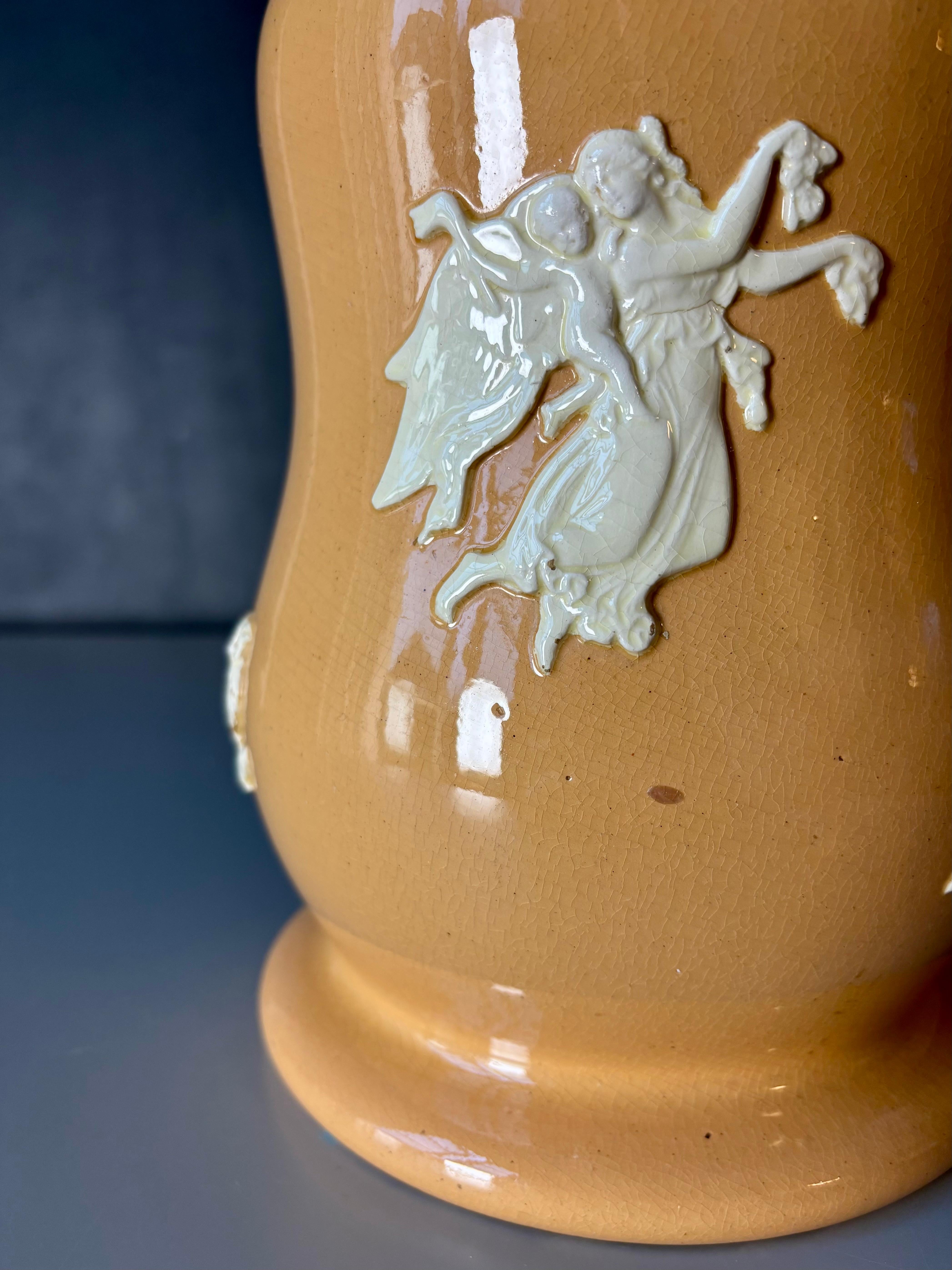 20th Century Neoclassical Wedgwood Style Warm Yellow Table Lamp, circa 1950s For Sale