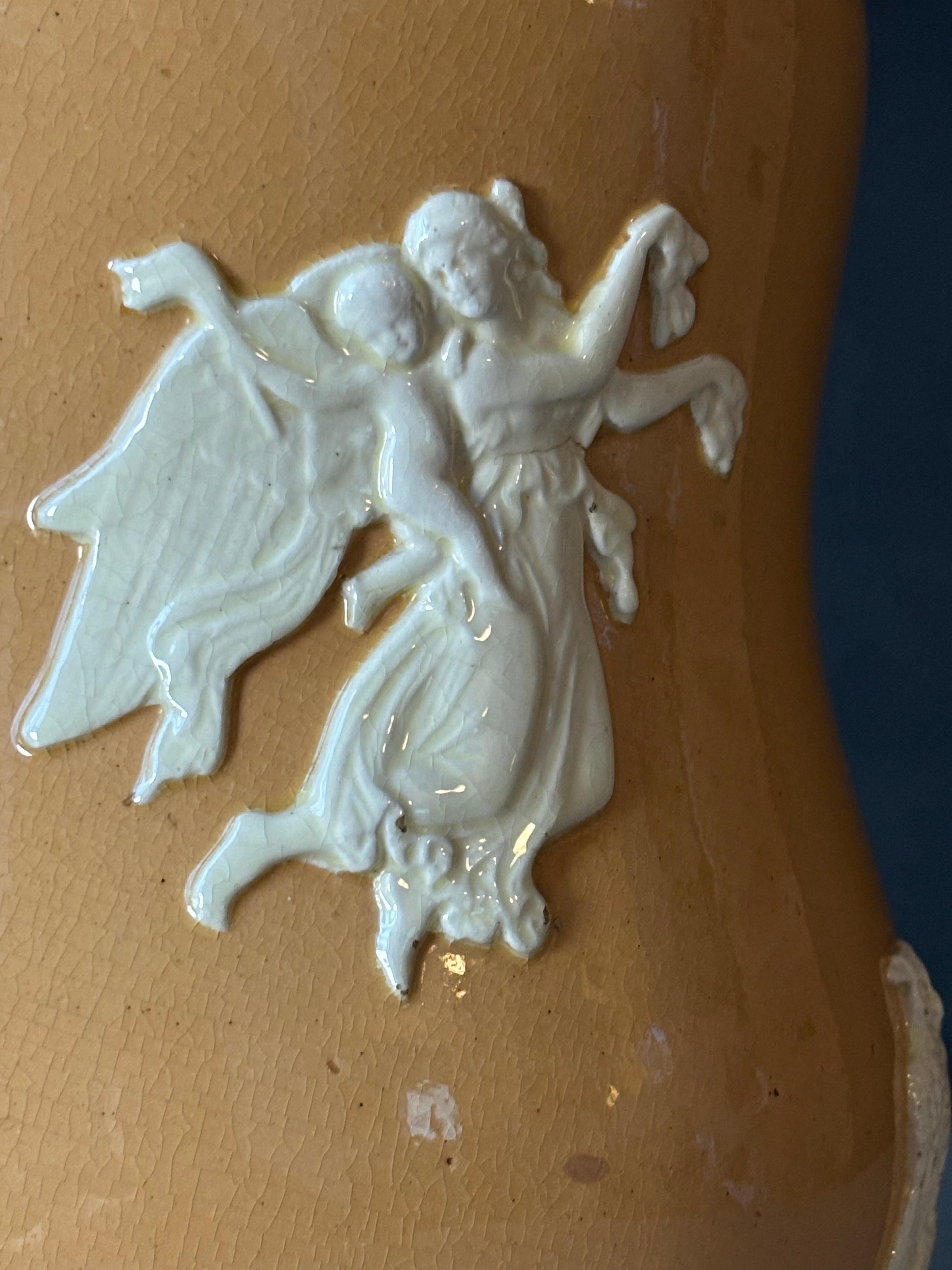 Neoclassical Wedgwood Style Warm Yellow Table Lamp, circa 1950s For Sale 1