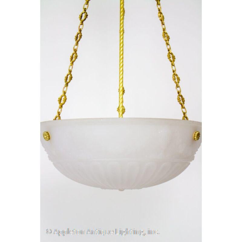 American Neoclassical White Cast Glass Bowl Light For Sale