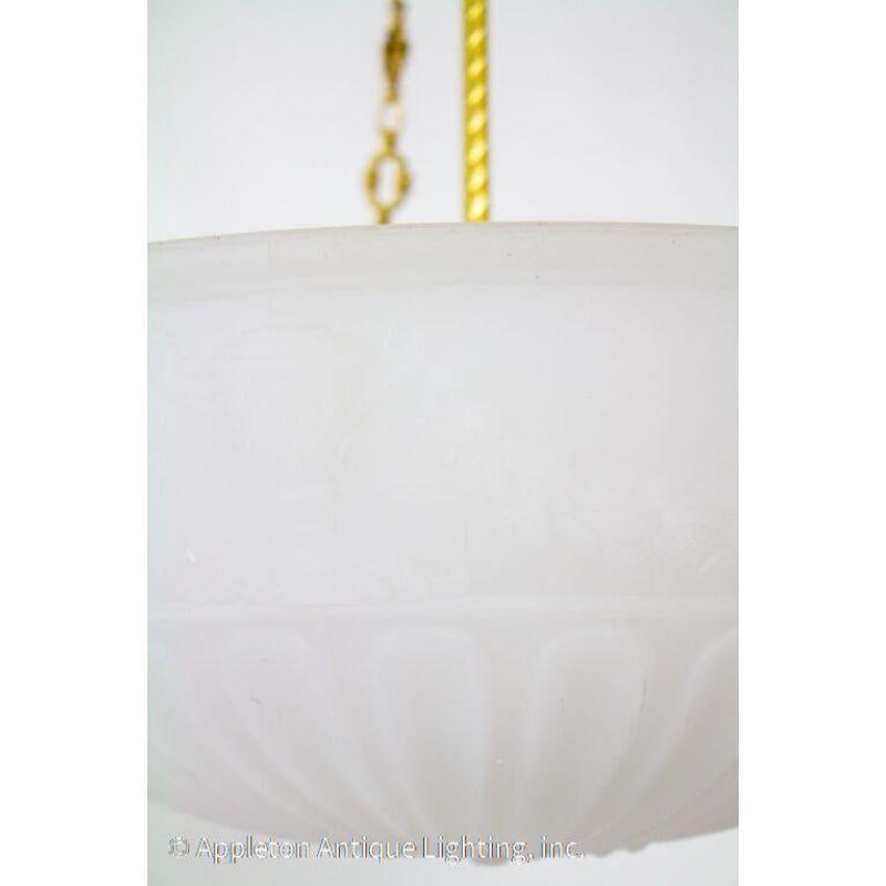 20th Century Neoclassical White Cast Glass Bowl Light For Sale